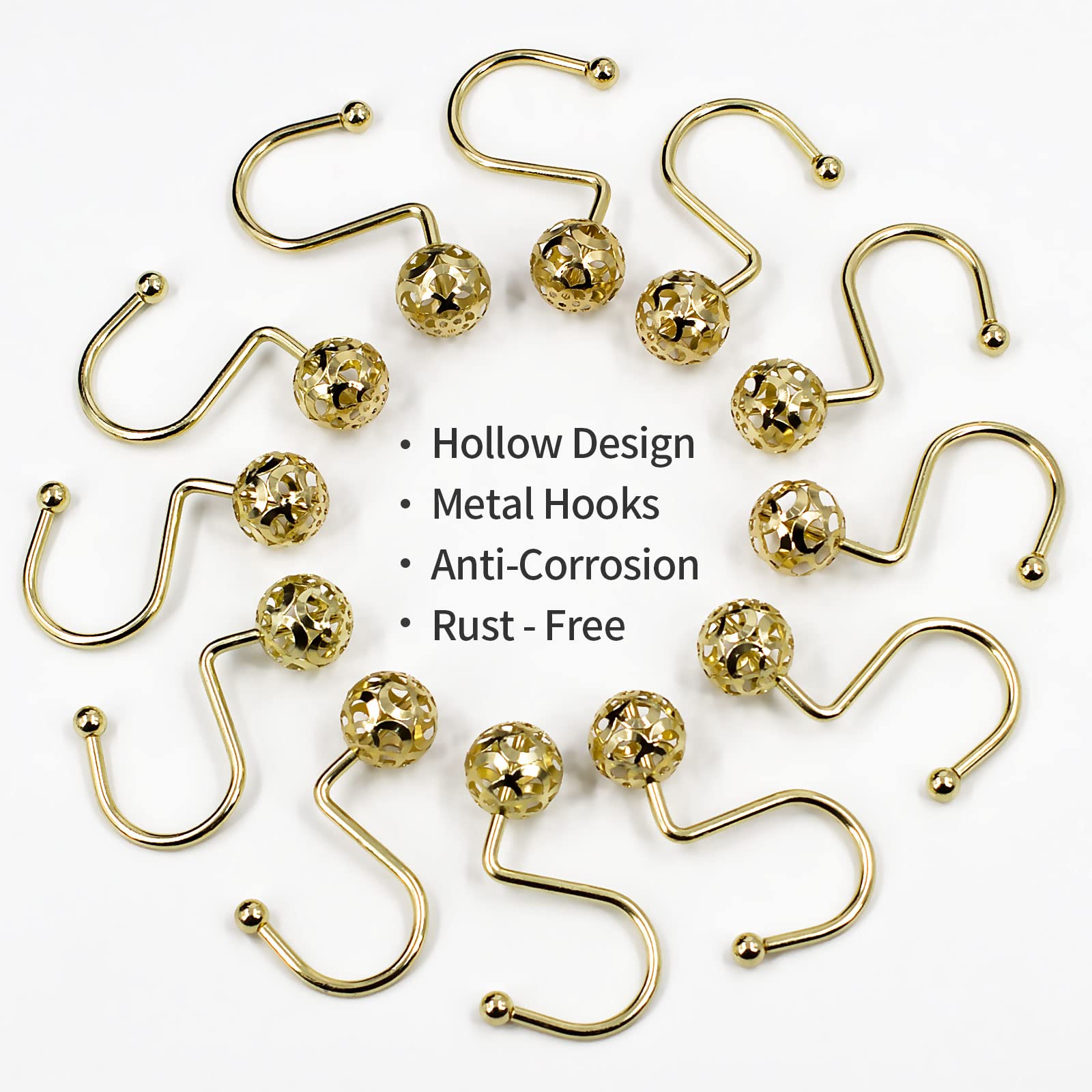 Gold Shower Hooks - Elegant Bathroom Accessories -4