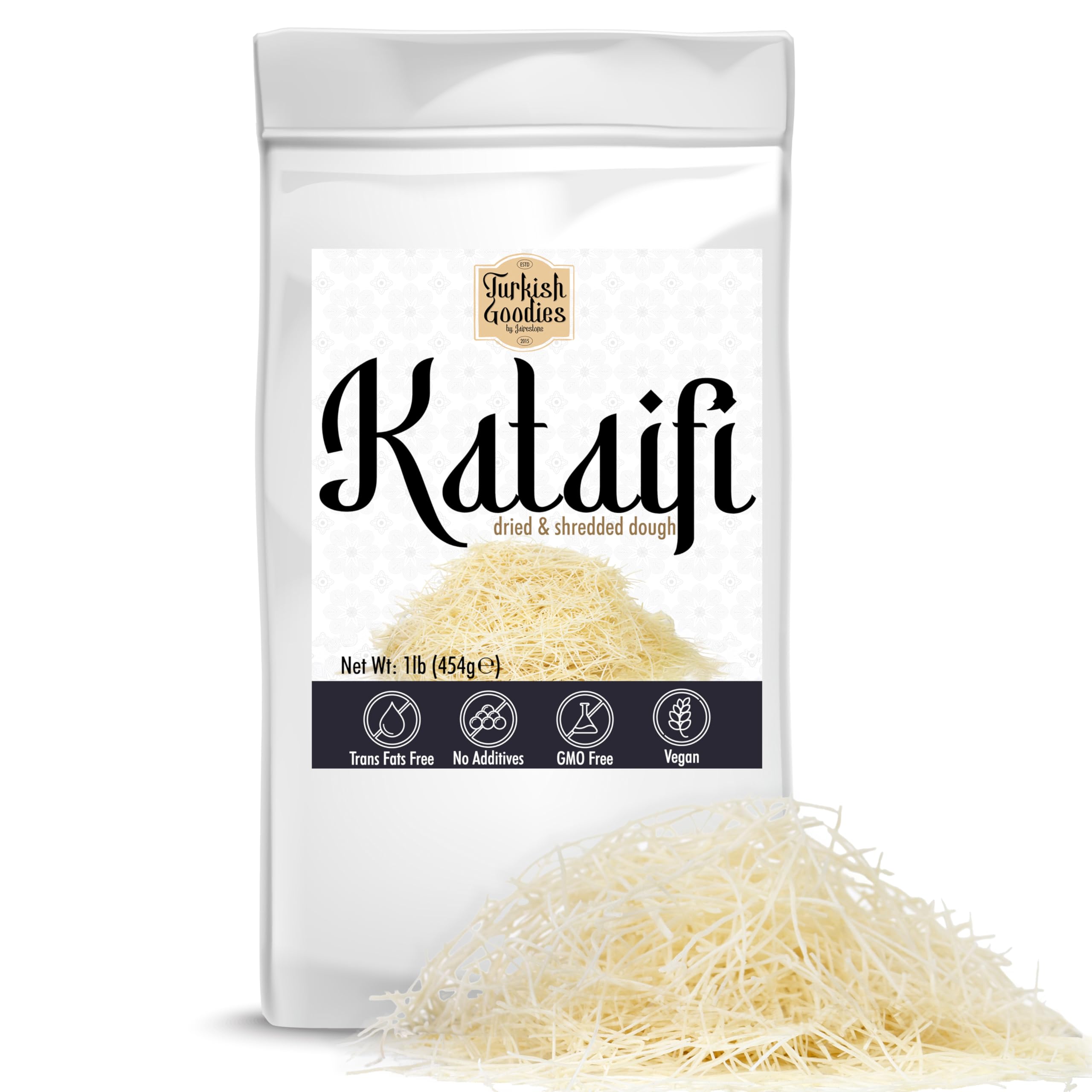 Shredded Kataifi Fillo Dough (1 lb) - Kadayif Pastry - Secret to the Viral Crunchy Dubai Chocolate Bar - Dried Knafeh Pastry for Toasted, Crispy Kunafa by Turkish Goodies