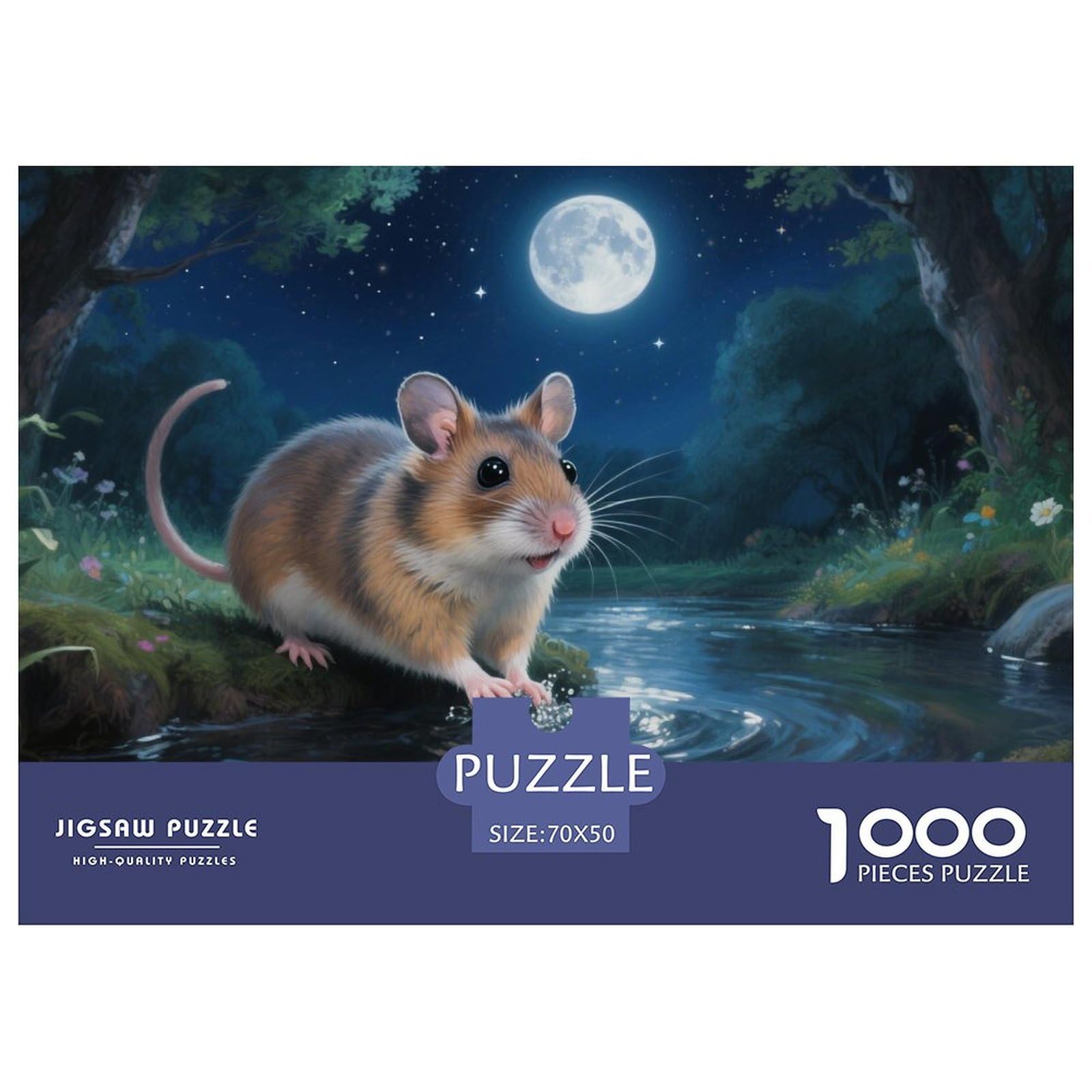 Puzzle Hamster 1000 Pieces Challenge Toy for Adults,Moonlit Stream Scene Impossible Jigsaw Puzzles 1000 Piece Educational Game for Adults Or Families 70x50cm/1000pcs — image 1