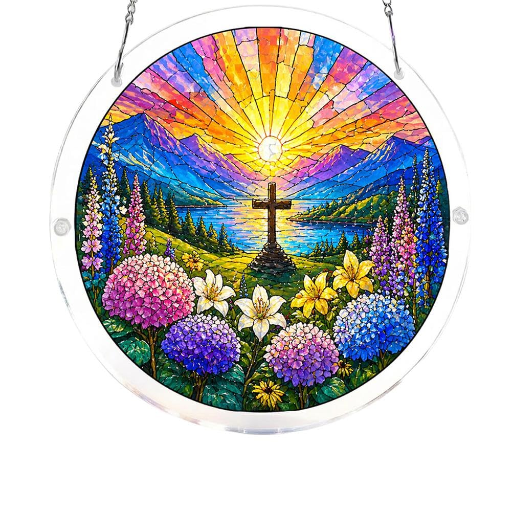 Acrylic Puzzles Sun Catcher Window Hanging, 83 Pieces 7.87 Inch Sun Catcher Acrylic Puzzles, DIY Stained Glass Acrylics Jigsaw Puzzle Sun- Catchers Kit, Garden Decoration for Women Men Birthday Gift