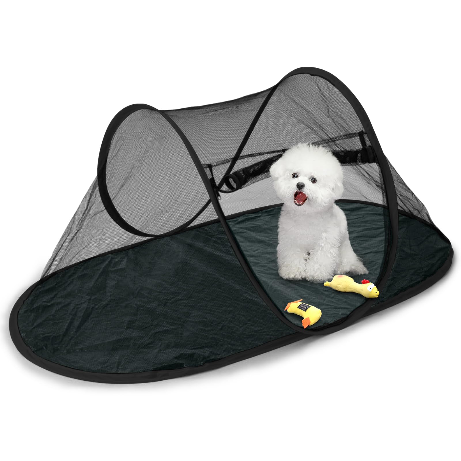 Portable Foldable Pet Playpen 118×64×50 cm, Lightweight Mesh Pet Tent with Durable PE Bottom, Easy Pop-Up Setup