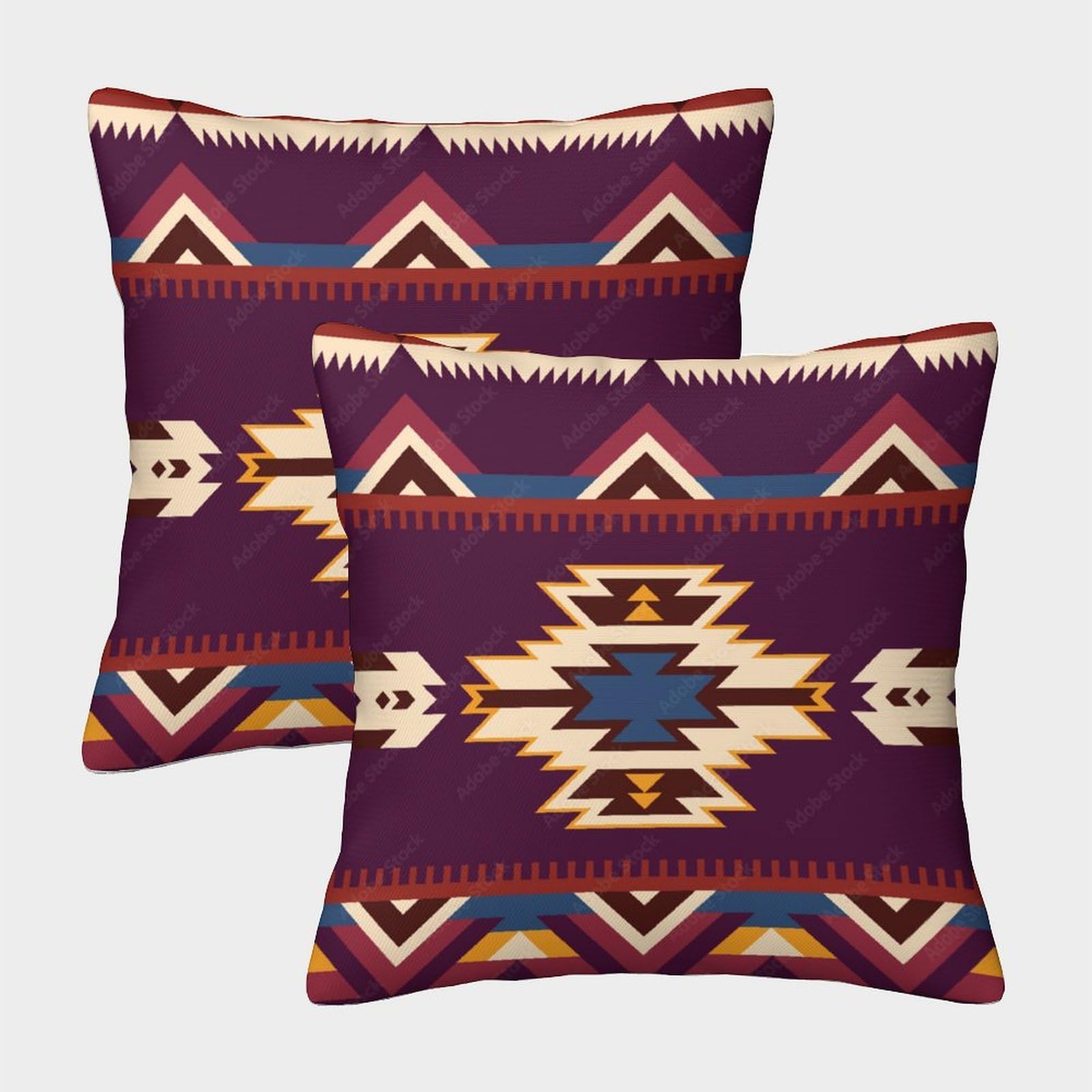 kaiyun 2 Pack Native American,Navajo Geometric Pattern Pillow Case Home Decoration Sofa Cushion Cover 45x45cm