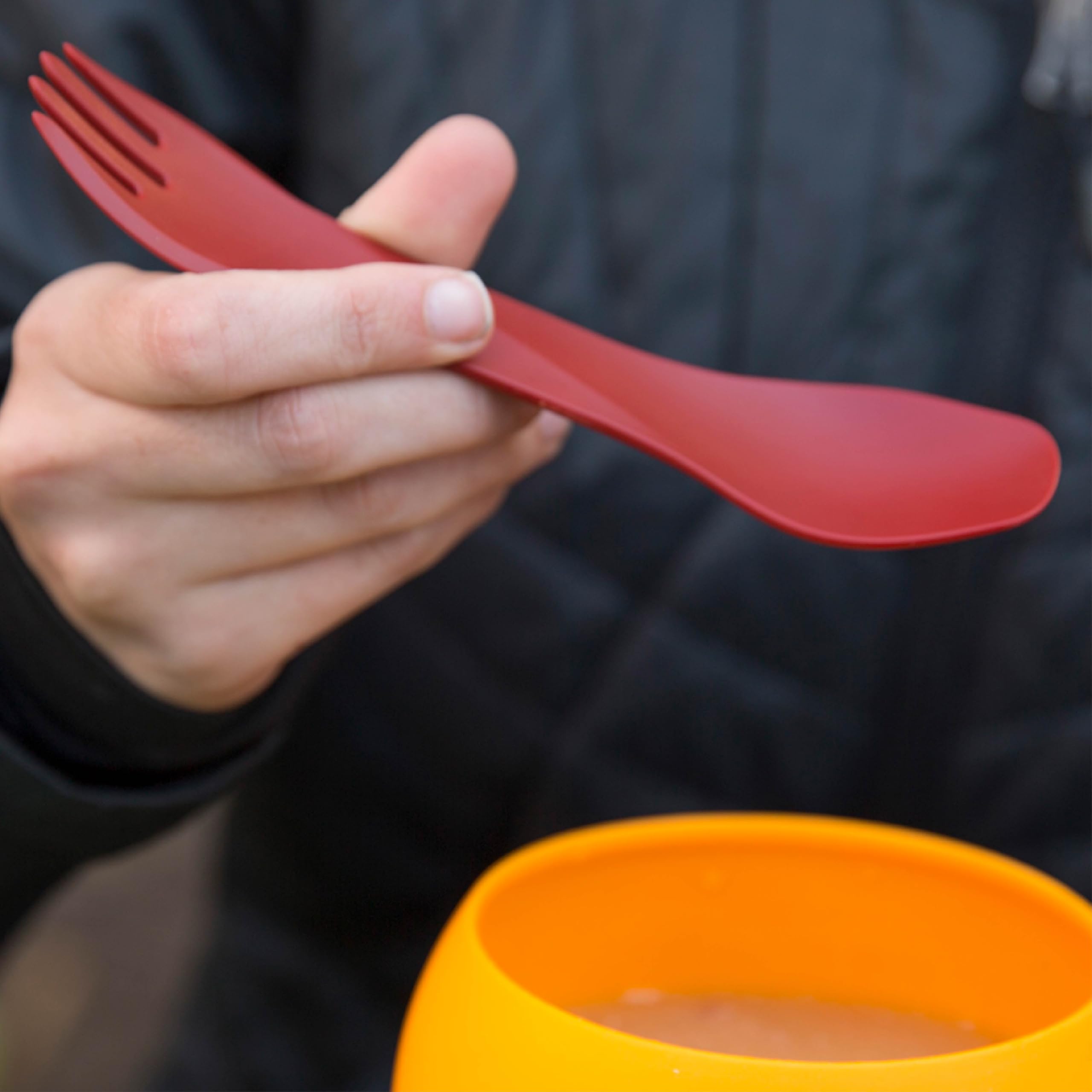 humangear GoBites Bio Uno Göffel – langlebige pflanzliche Reise-Utinsel, Hellgrau/Waldgrün/Schwarz, Bio Uno 3er-Pack