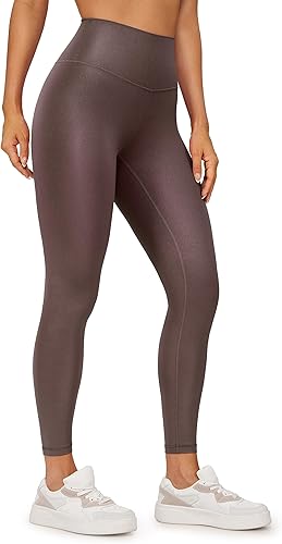 CRZ YOGA Butterluxe Matte Faux Leather Leggings for Women 25" - High Waisted Stretch Ankle Leather Pants Pleather Tights