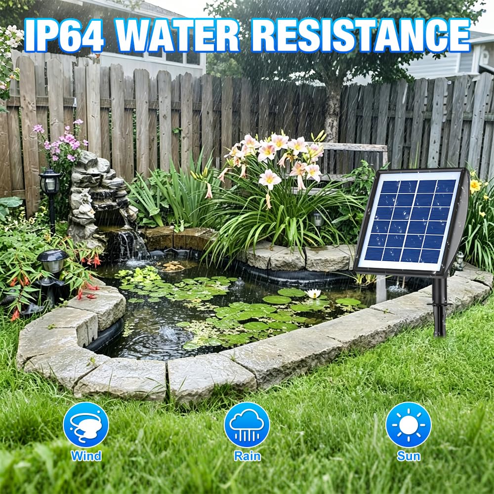 Solar Teichbelüfter, Solar Luftpumpe mit 2 Blasensteinen, IP64 Wasserdichter Sauerstoffgeber für Teich, Aquarium, Hydrokultur, Fischtank, Wasserbrunnen, Garten