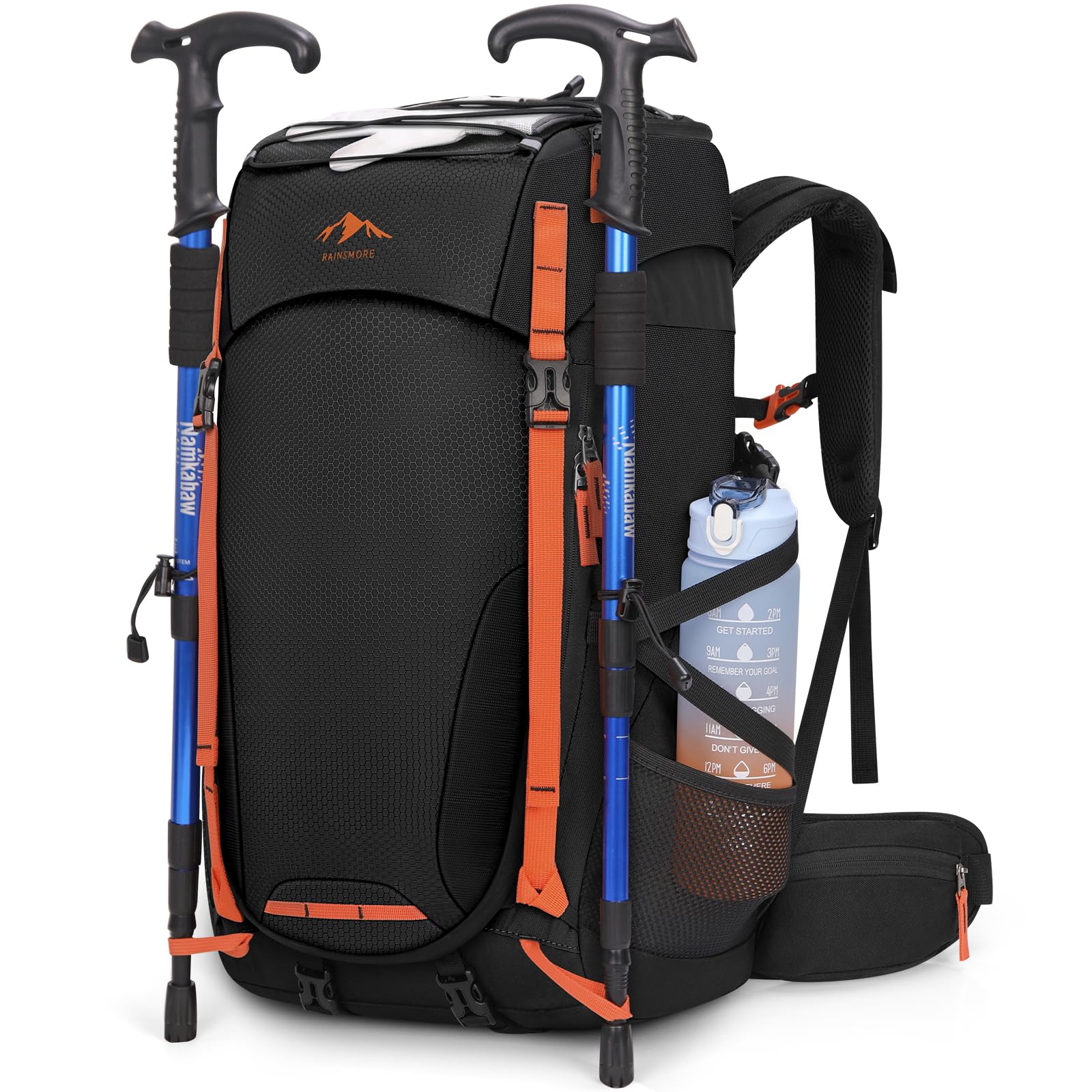 RAINSMORE Hiking Backpack 40L Water Resistant Walking Backpack Camping Rucksack for Men Trekking Travelling Cycling Mountaineer Sports and Outdoors Black