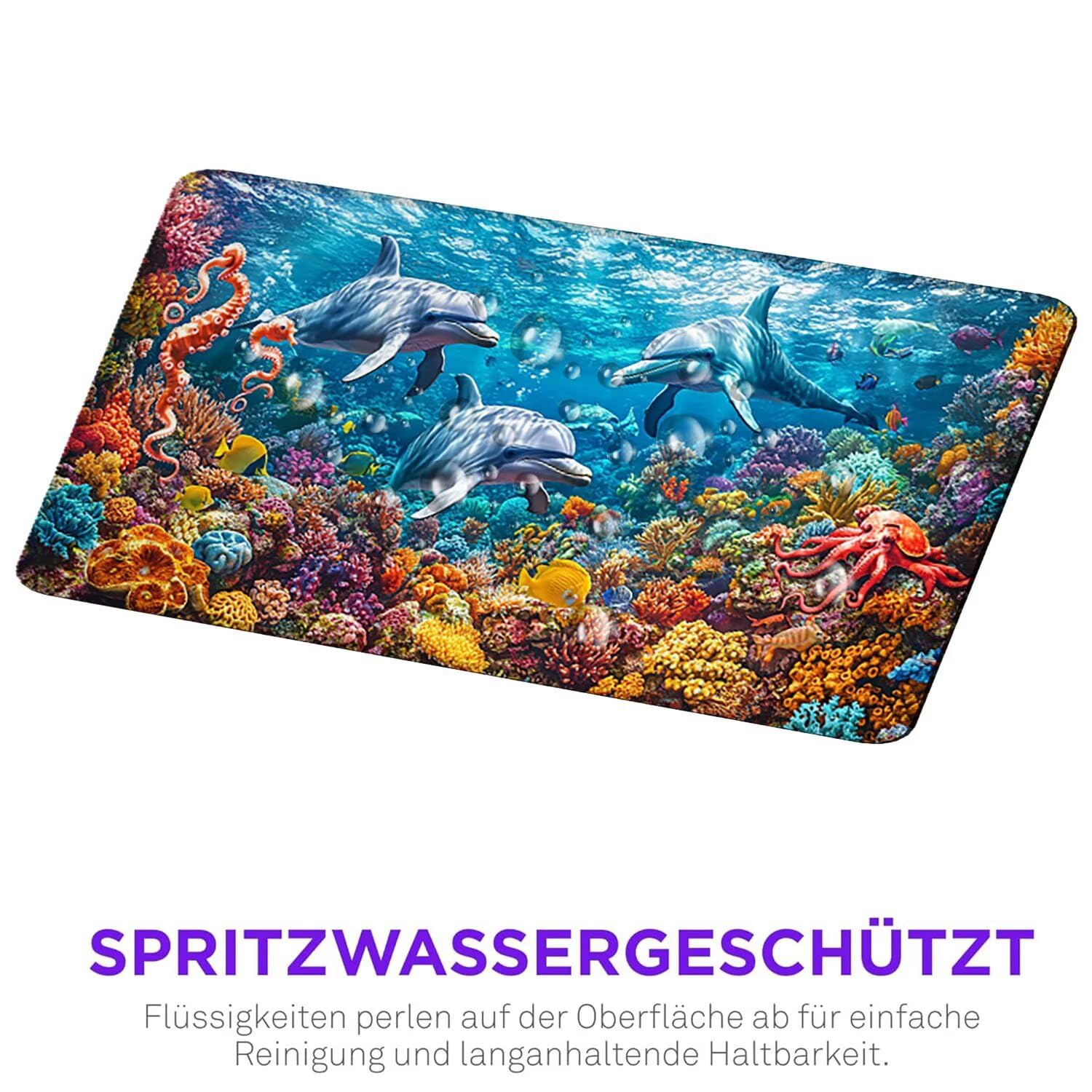 Podkładka pod mysz XXL, 1600 x 800 x 3 mm, gamingowa podkładka pod mysz z przyszytymi krawędziami, antypoślizgowa, podkładka pod mysz do komputera z gładką powierzchnią, zwierzęta morskie, podkładka
