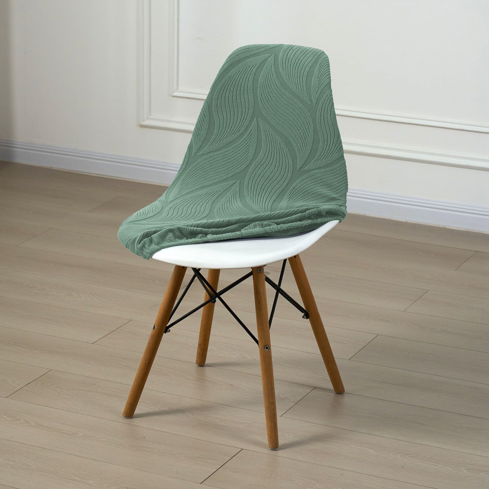 Stretch Esszimmer Schalenstuhlhussen 2/4/6er-Set,Abnehmbare und Waschbare Stuhlhussen für Küche und Esszimmer mit Elastischem Saum(PEA Green,6Pcs)
