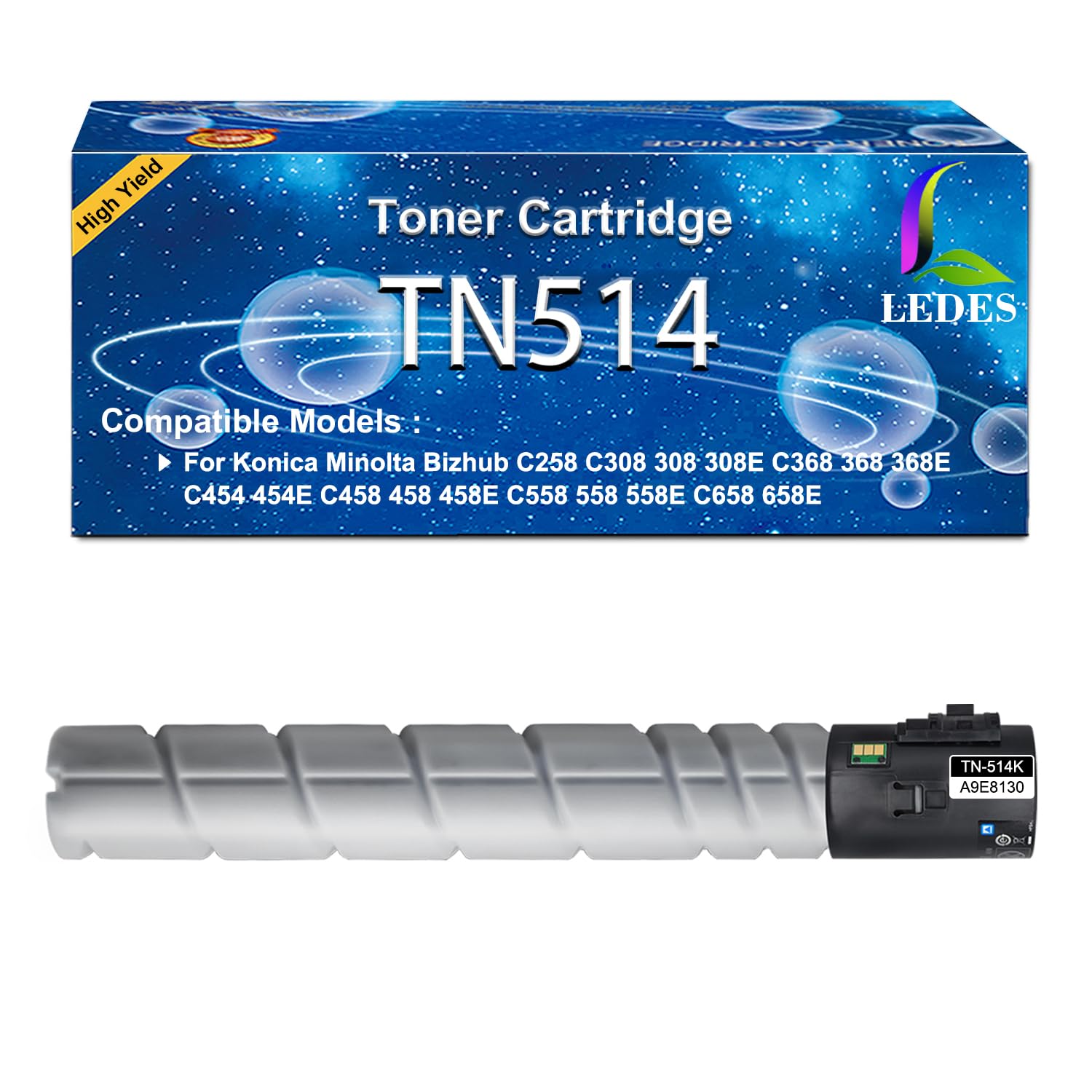 Ledes High Yield TN514 TN-324 tn514 Toner Cartridge Replacement Compatible for Konica Minolta Bizhub C458 C558 C658 (A9E8130 A9E8430 A9E8330 A9E8230),Black, 28000 Pages
