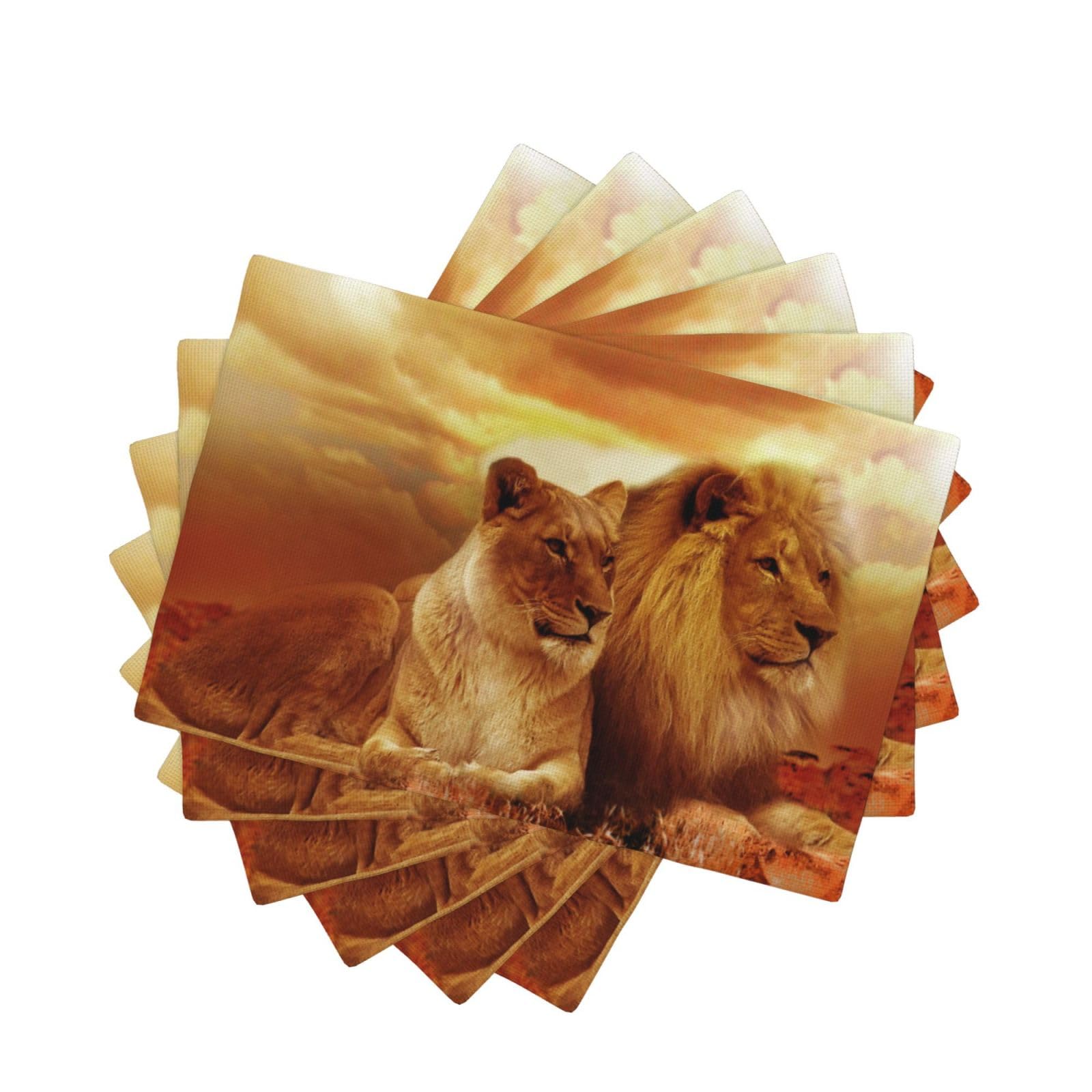 Set de table résistant à la chaleur style lion lot de 6