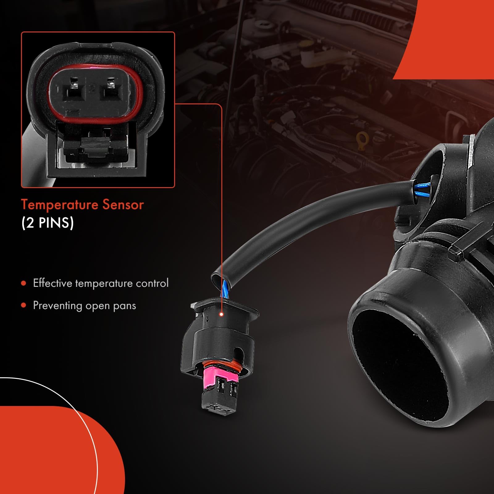 A-Premium Termostato del liquido di raffreddamento motore e gruppo alloggiamento con sensori, compatibile con Jaguar F-Type 2017-2018, XE 2017, XF 2017 - DOHC, V6 3.0L - Replace# FX238A587AG, AJ813902