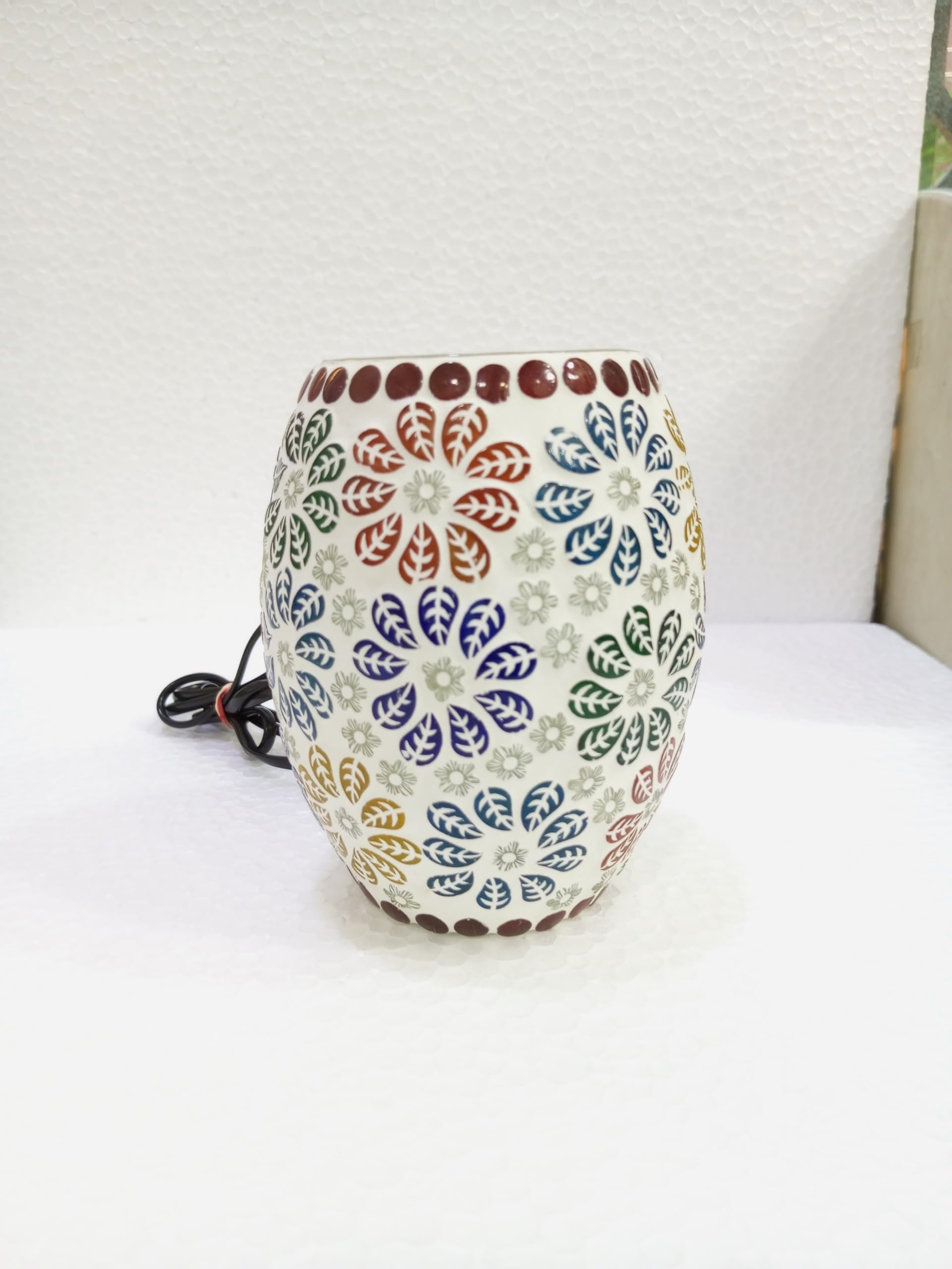 Shaped Glass Table Lamp - Turkish Style, Almond Brown, Handcrafted for Bedside, Living & Home Decoration (Pack of1)-image-13