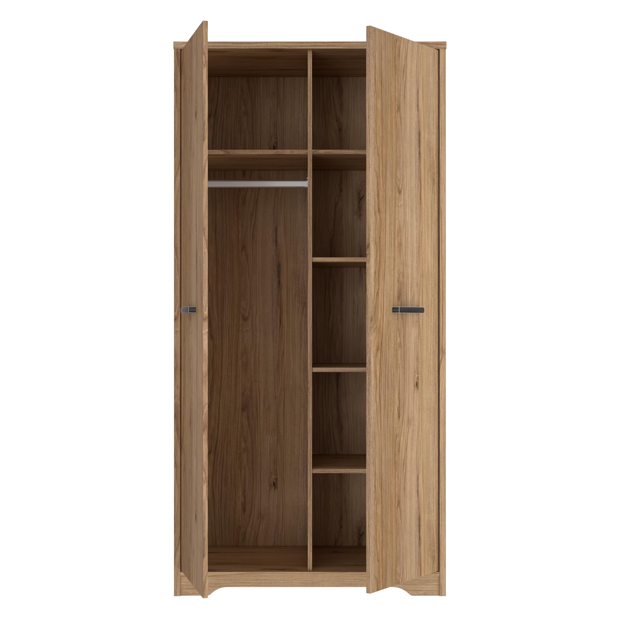 Forte JOADAKIS Kleiderschrank 95, klassischer Drehtürenschrank mit 2 Türen und Einlegeböden, Holzwerkstoff, Catania Eiche Dekor, 94,5 cm breit, 192,4 cm hoch, 52,7 cm tief