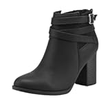 TOETOS Women&apos;s Chunky High Heel Ankle Boots Close Toe Fall Heeled Booties Shoes