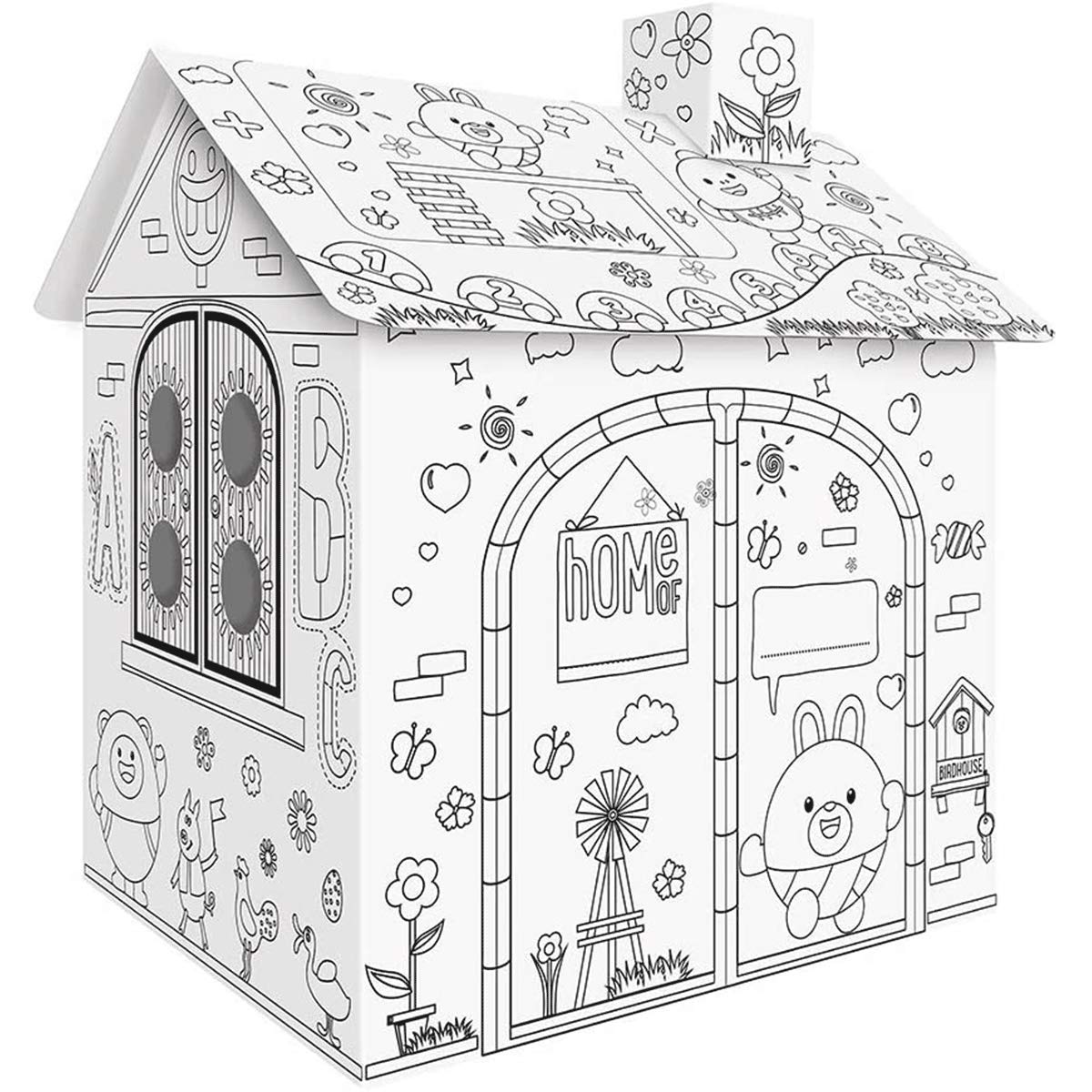 Beauenty Cardboard DIY Playhouse for Kids to Coloring Creative Crafts Paint Educational Toys Gift for kids (House)