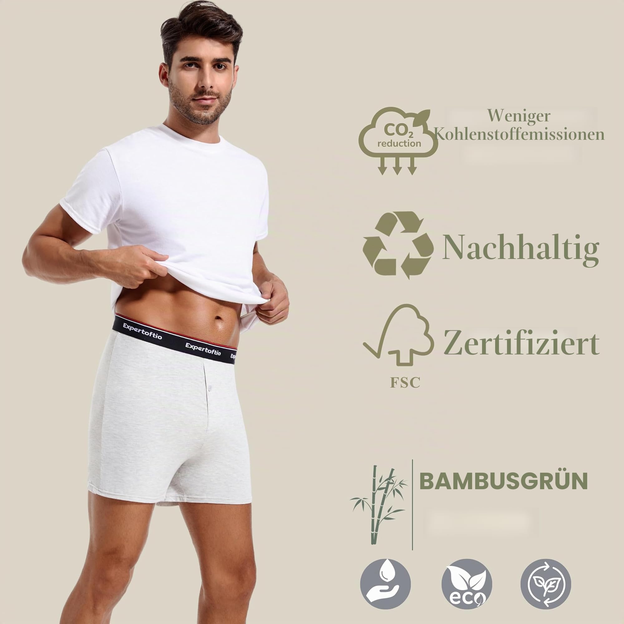 Weich Lockere Boxershorts Herren aus Bambus Viskose für Männer Unterhosen Klassische Boxers mit Weitem Schnitt