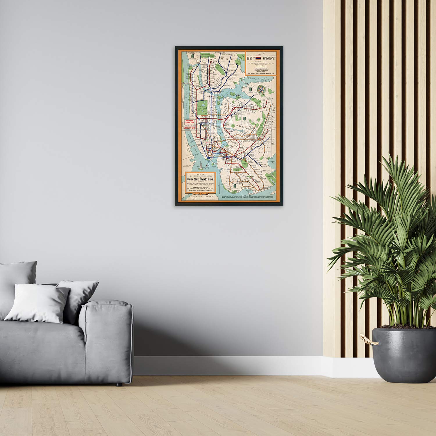 Historix Vintage 1954 New York City Subway Map Poster 24 x 36 Inch Vintage Map Wall Art New