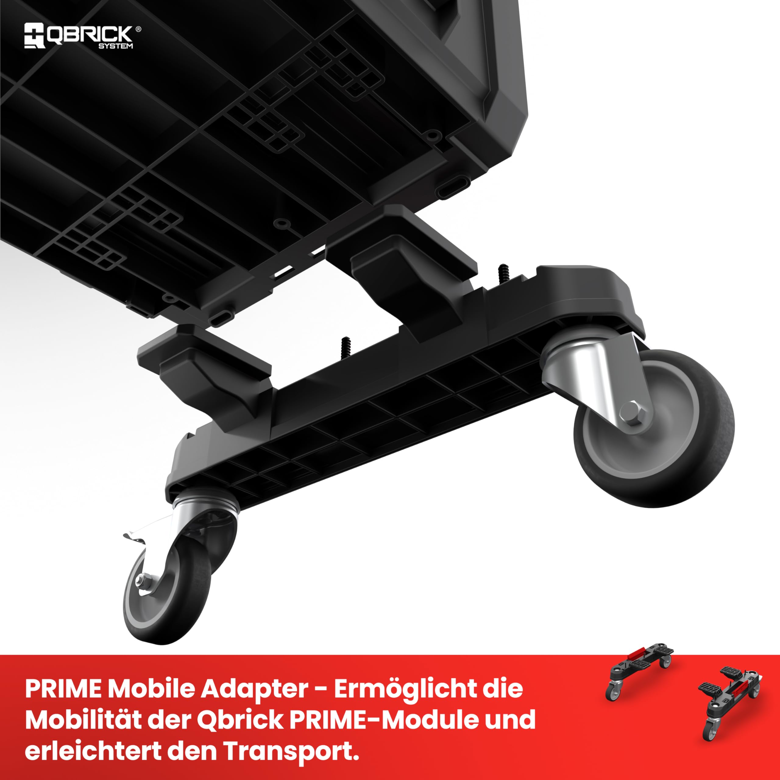 Système Qbrick Prime Adaptateur Mobile, Ensemble d'adaptateurs roulants, roulettes de Transport, Atelier, Noir
