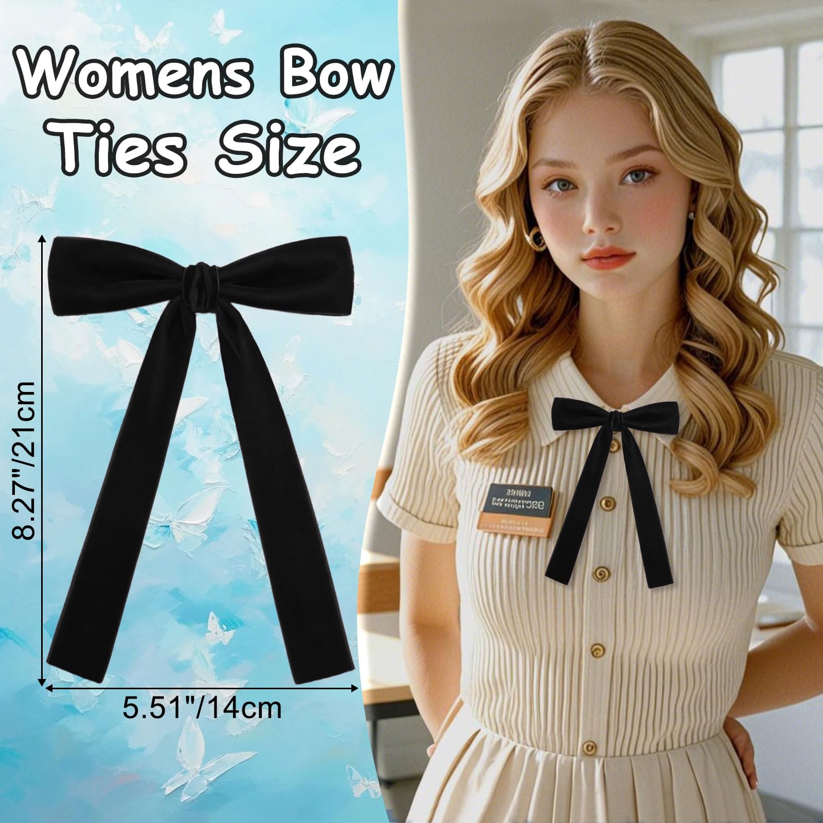 LHXzizizi Western Ties for Men Women, Velvet Bowties Men Ribbon Bow Ties for School Party Wedding Uniform Celebration Banquet (Black)