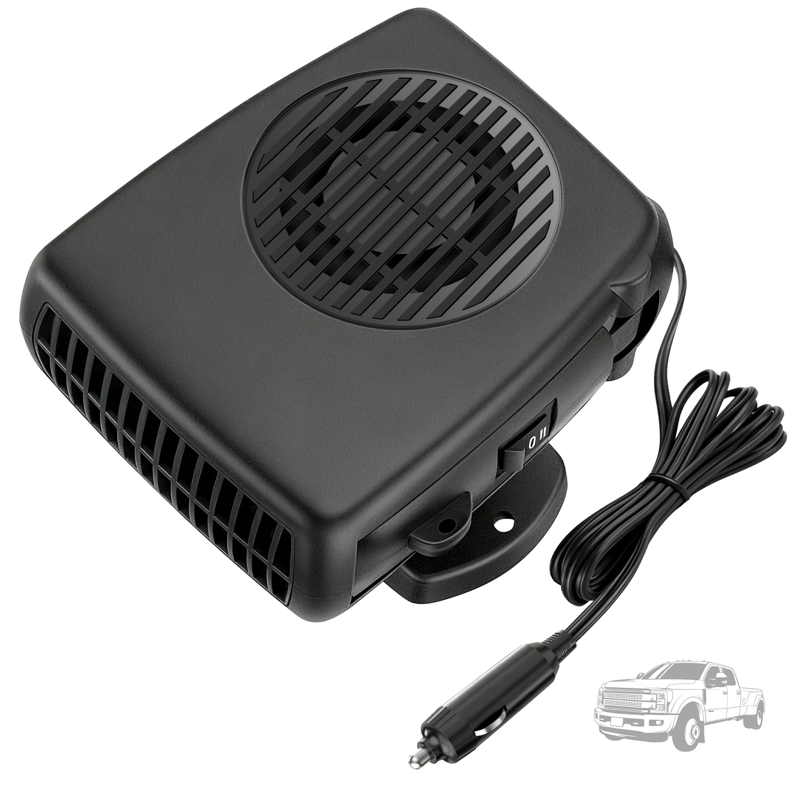 Blytra Riscaldatore Auto 12V Accendinio, 200W Riscaldatore Rapido & Sbrinatore, Ventilatore 360° per Interni, Riscaldatore per Auto 12V Portatile per Vetture, Camper (Nero)
