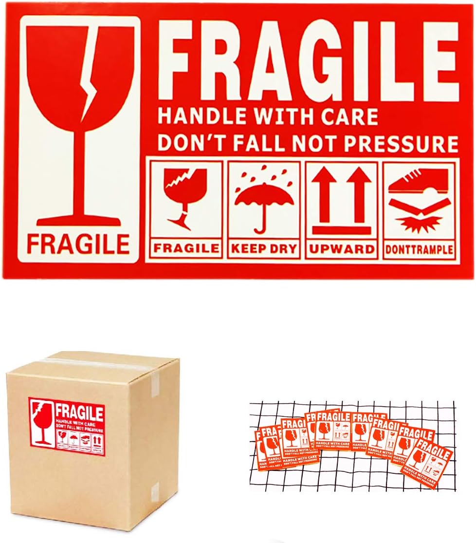 フラジール ステッカー ラベル 7 13cm 壊れ物 取扱注意 防水 光沢 100枚セット シール ラベル