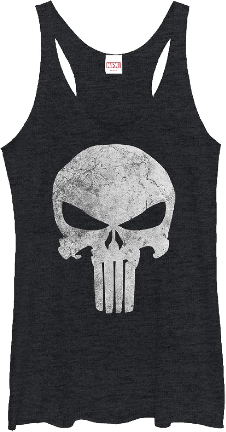 Fifth Sun Women's Marvel Universe Punisher Distresskull Tri-Blend Racerback Layering Tank