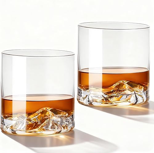 Juego de 2 vasos de whisky, vasos de estilo antiguo, vasos de rocas para bourbon, escoth, cóctel