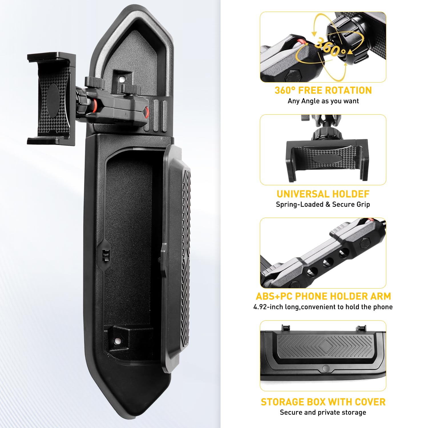 Supporto per telefono da cruscotto compatibile con Jeep Wrangler JL 2/4 porte Gladiator JT 2018, 2019, 2020, 2021, 2022, 2023, accessori per console centrale, vassoio per cruscotto con