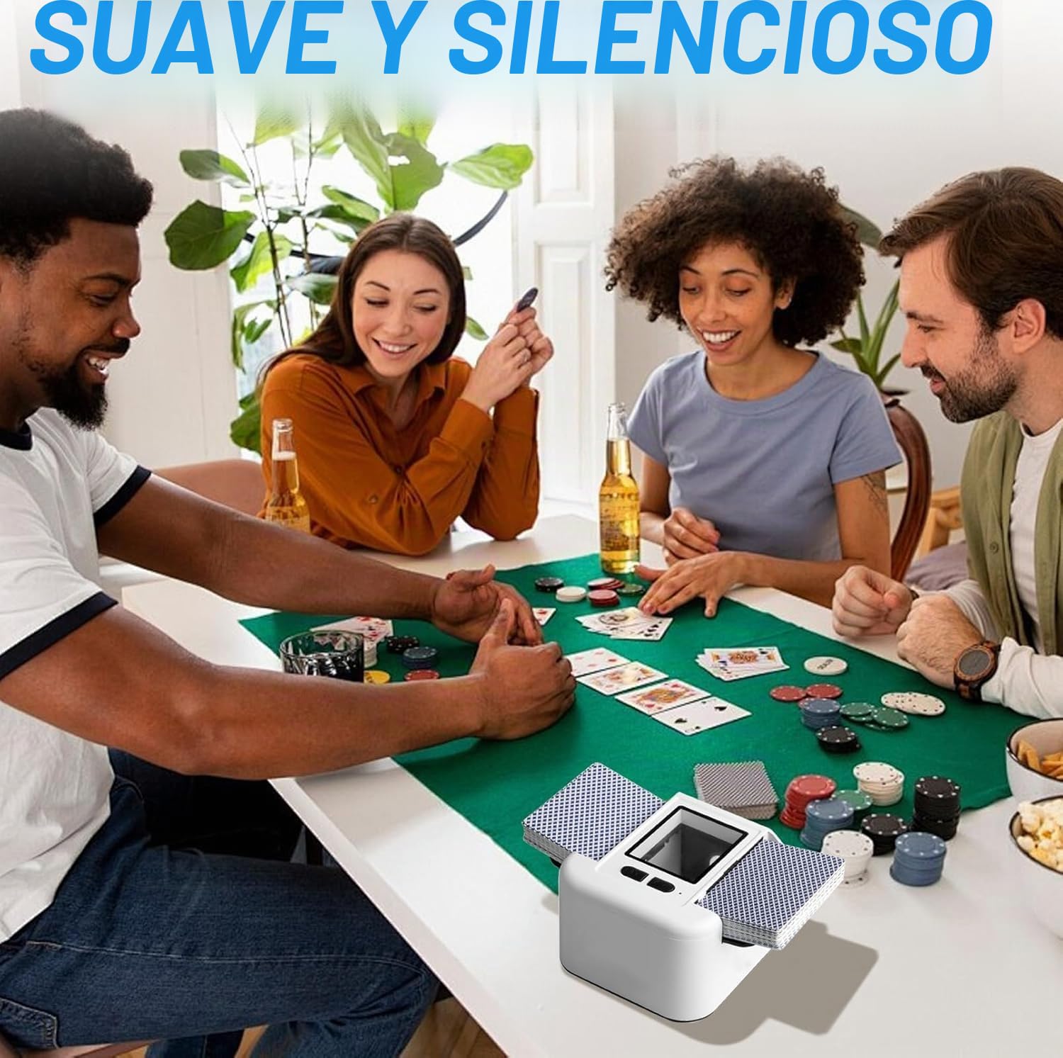 Barajador de Cartas Automático, Barajador Eléctrico para 1-2 Barajas, Modo Automático y Manual, Recargable 2000 mAh, Portátil y Silencioso, para Póker, UNO, Blackjack, Skip-BO