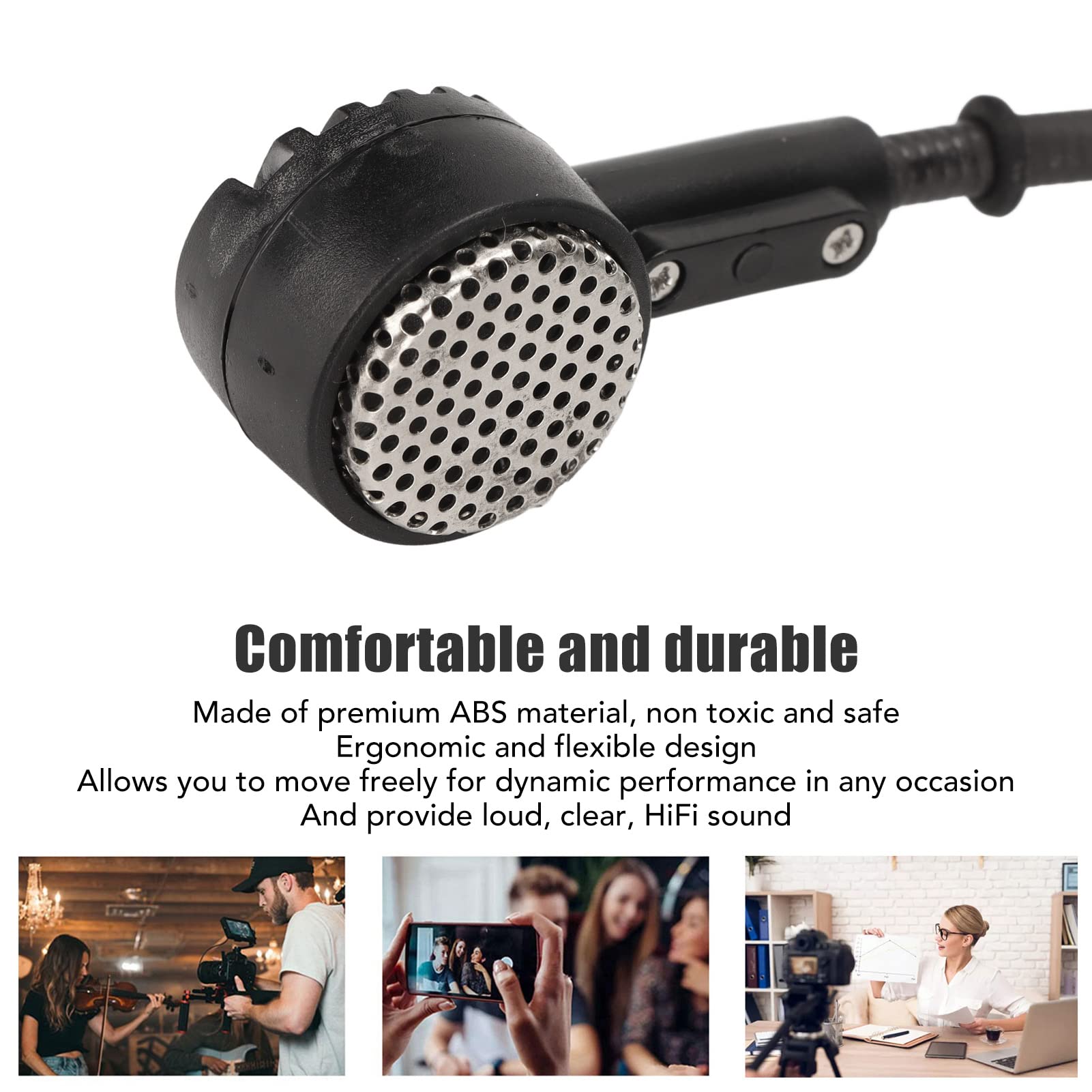 Microfono con Cuffia Professionale, Microfono Dinamico Ergonomico con Curvetta da 6,35 Mm, Microfono Omnidirezionale Cablato da 16,4 Piedi, per Amplificatori Altoparlanti Karaoke