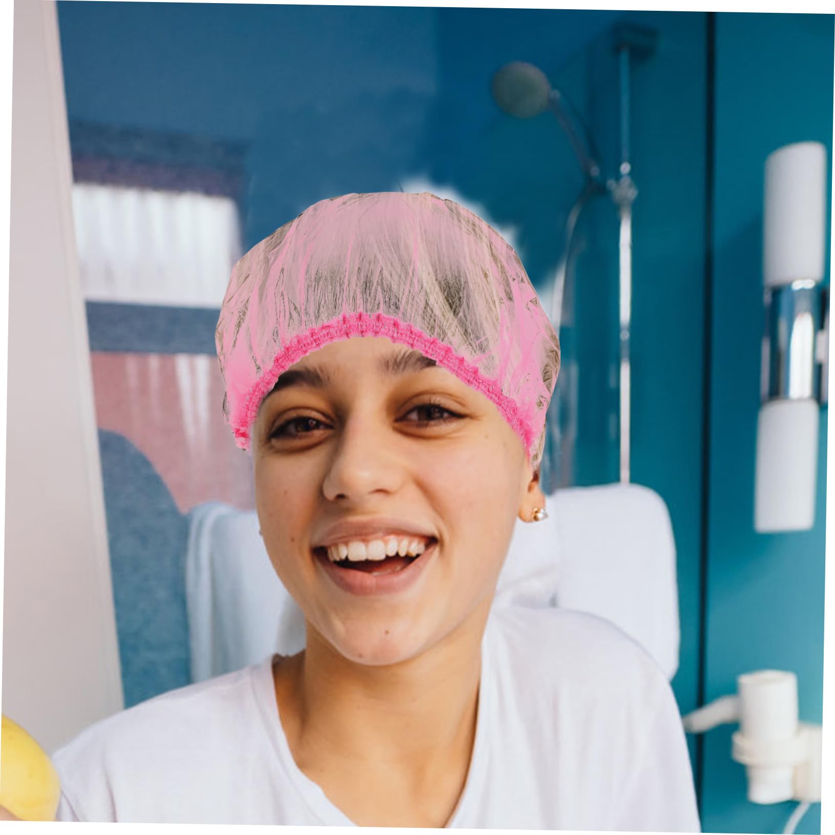 Bonnet de Bain pour Femmes 500 Pièces en Plastique Rose