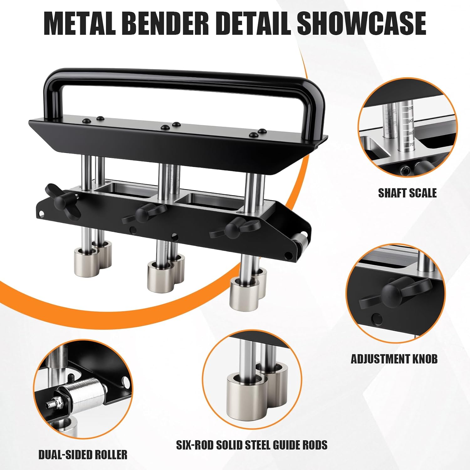3-Station Edge Roller Bender for Metal Roofing, 0-90° Angle Large Curves Sheet Metal Bead Roller, Hand Tool for 0.36-0.76mm Thickness, 5/8" to 4" Bending (16-102mm)