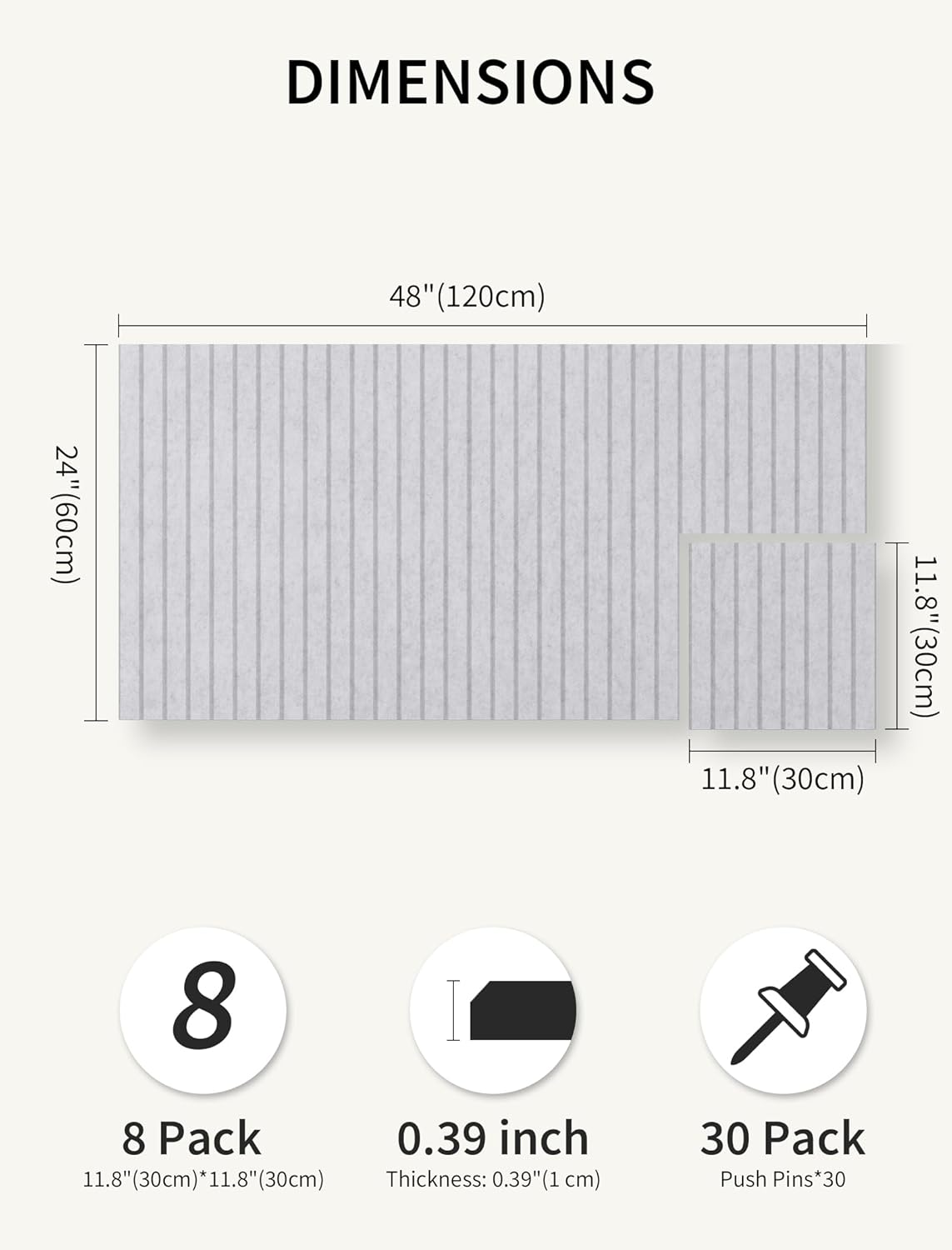 Large Bulletin Board 48"x 24" Cork Boards for Walls, 8 Pack Felt Wall Panels Photo Board, Cork Board for Office Home Pin Board