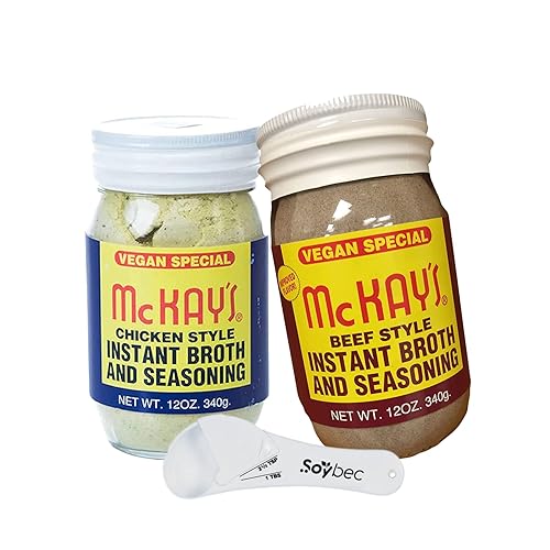 Mckay's Caldo de pollo, caldo de res y condimentos (vegano especial). Paquete (1) condimento de caldo de pollo Mckays de 12 onzas, (1) condimento de