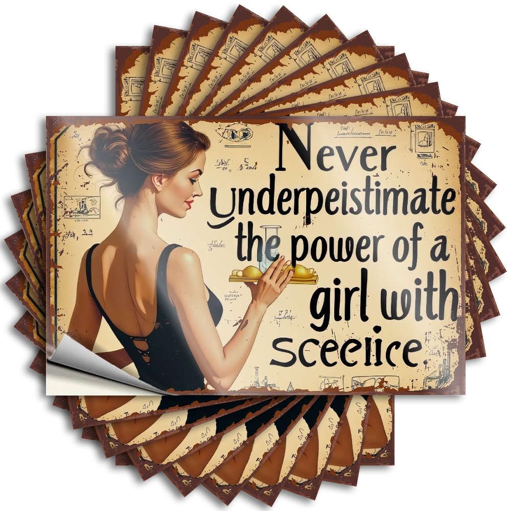 Fzfn Girls Colour Saying Bumper Coastal Never Underestimate The Power Of A With Science. For Dart - Rooms Decorations Easy Peel Removable(6X9cm)