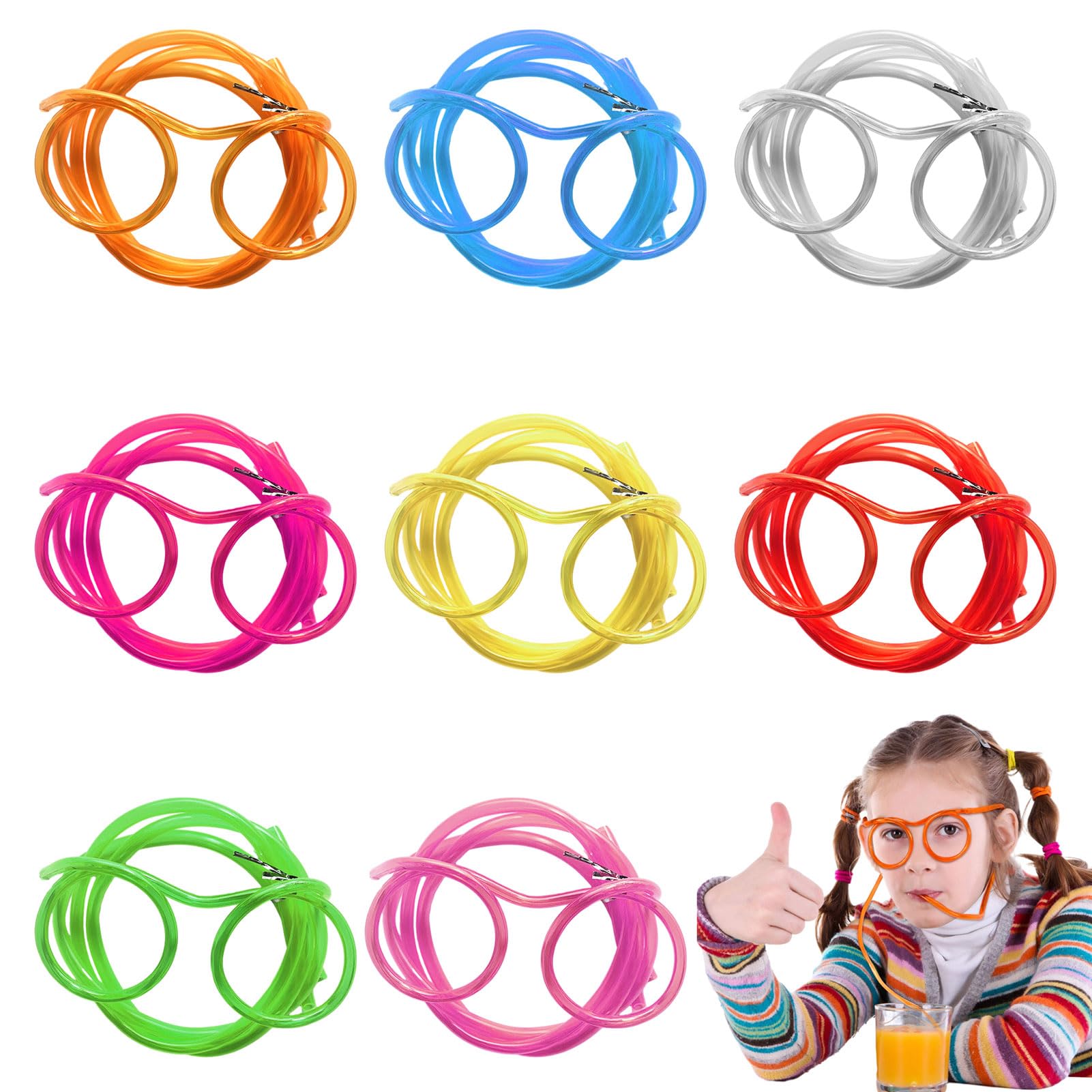 Straw Glasses Drinking Kids,8pcs Drinking Straws Fun Drinking Straws Reusable Games Gift Drink Child Party,Christmas Straws,Straws Drinking Plastic Kids Gifts Under 5 Pounds Straws Drinking Plastic