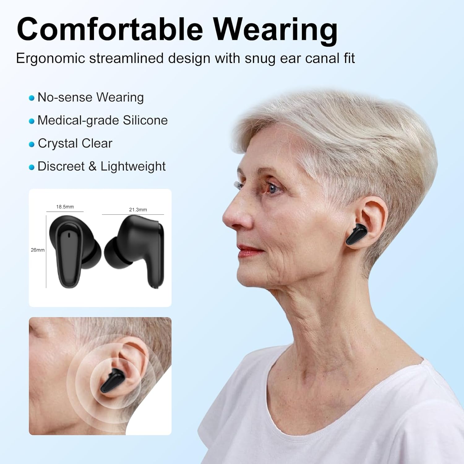 Hearing Aids, Miniature Hearing Amplifiers for Adults with Noise Cancelling,Rechargeable Hearing Aids for Seniors with Crystal Clear Sound, and LEDPower Display (Black-orange)