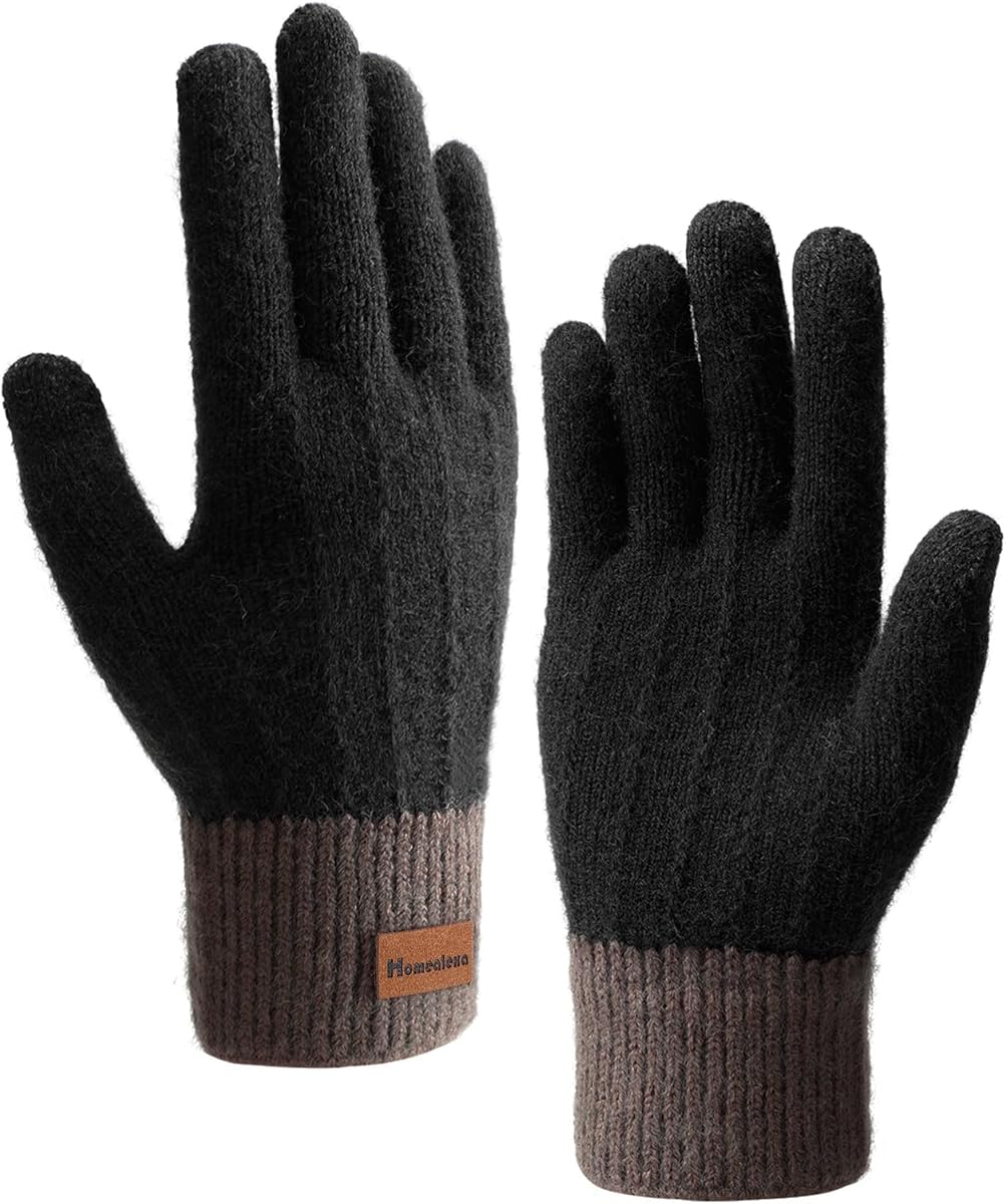 Homealexa Rękawice zimowe do obsługi ekranów dotykowych, sportowe, dziane, ciepłe i wiatroszczelne rękawiczki zimowe do jazdy na nartach, na rowerze, do pisania SMS-ów, dla kobiet i mężczyzn