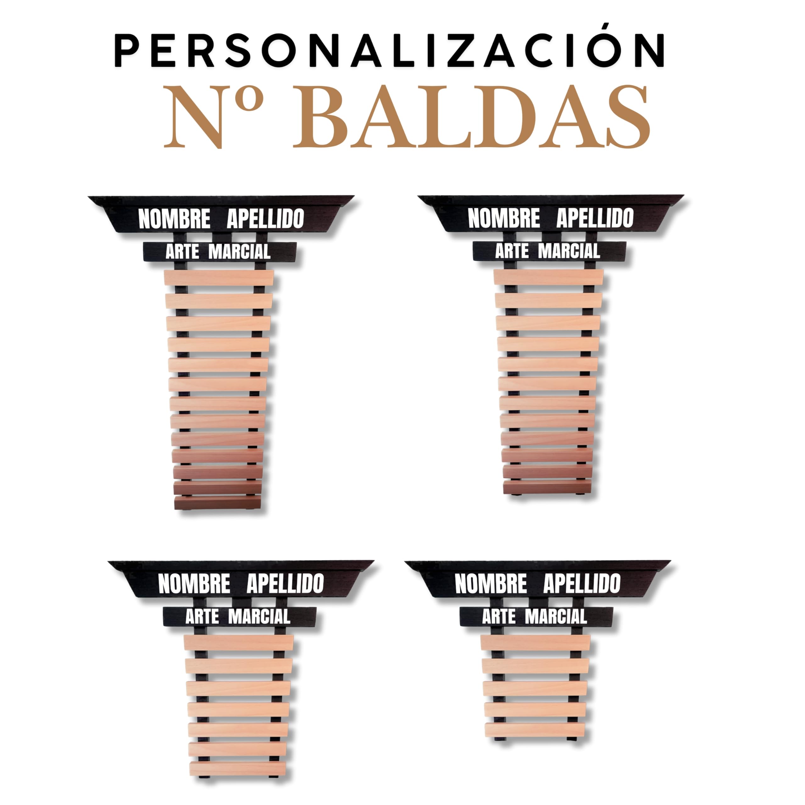 Excelentum Exhibición de cinturones de artes marciales personalizados, soporte para cinturón de karate, taekwondo, judo, judo, jiu, jitsu, aikido, karate, organizador colgante de madera