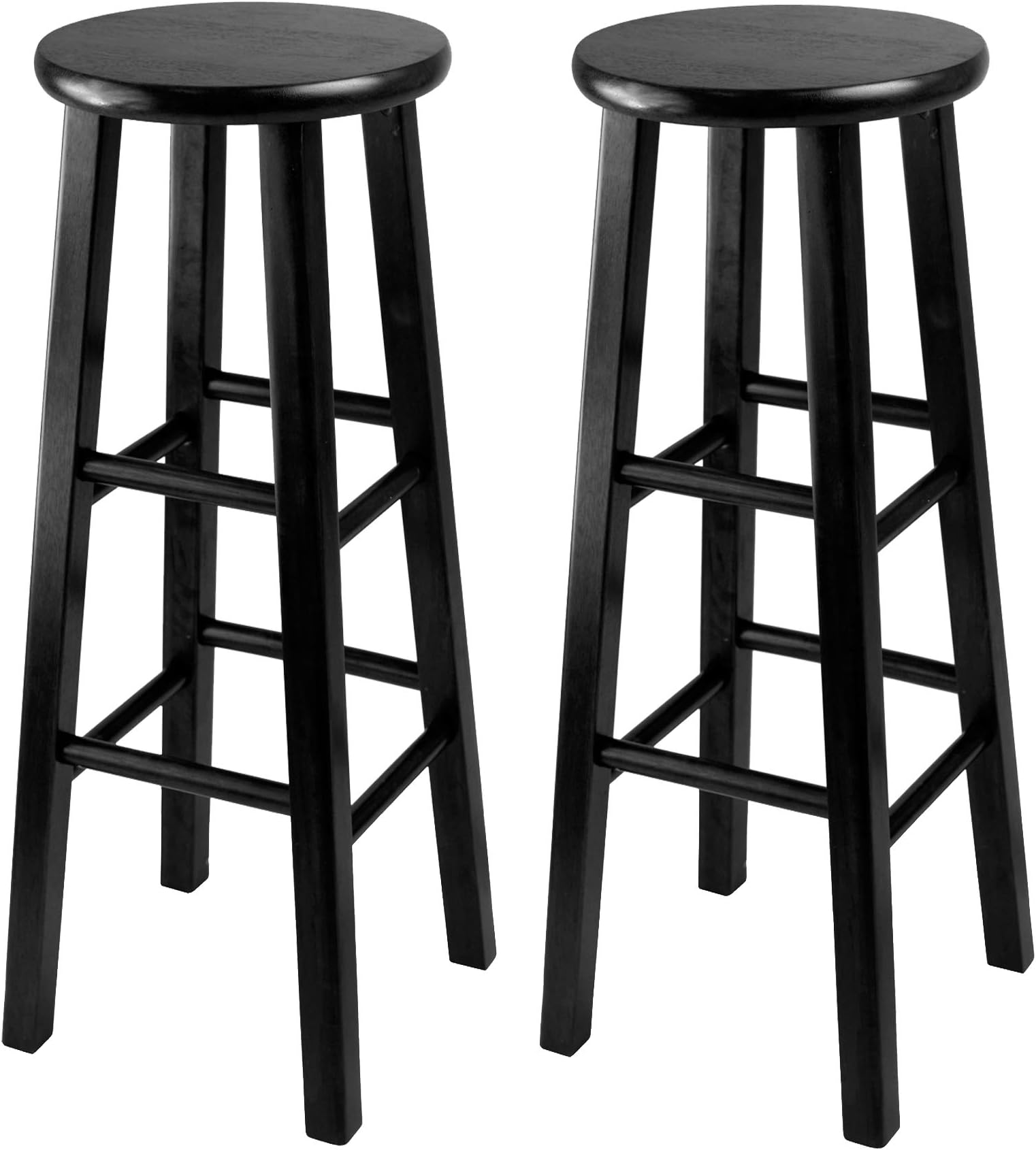 Winsome 29-Inch Square Leg Bar Stool, Black, Set of 2