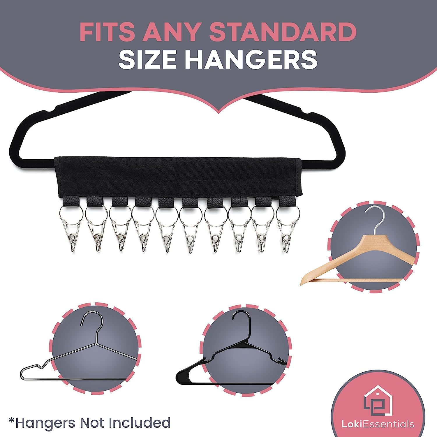 Lot De 2 Cintres En Métal Pour Leggings De Yoga Pour Placard, 10 Clips