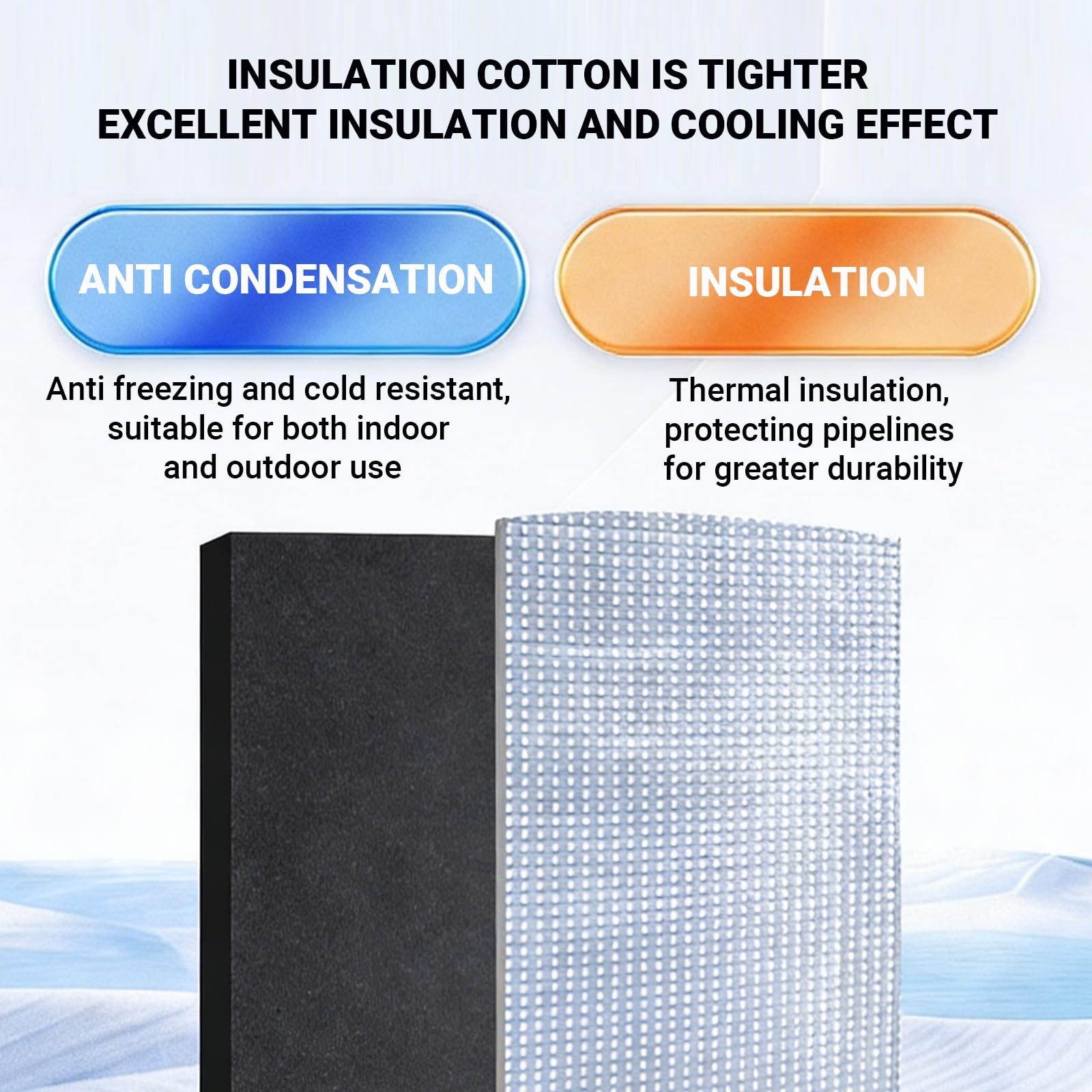Coperture per tubi in schiuma, pre fessura e bordo adesivo autosigillante, coperture per tubi cavi, nastro isolante in schiuma per protezione invernale dal gelo per tubi dell'acqua fredda e calda, 95