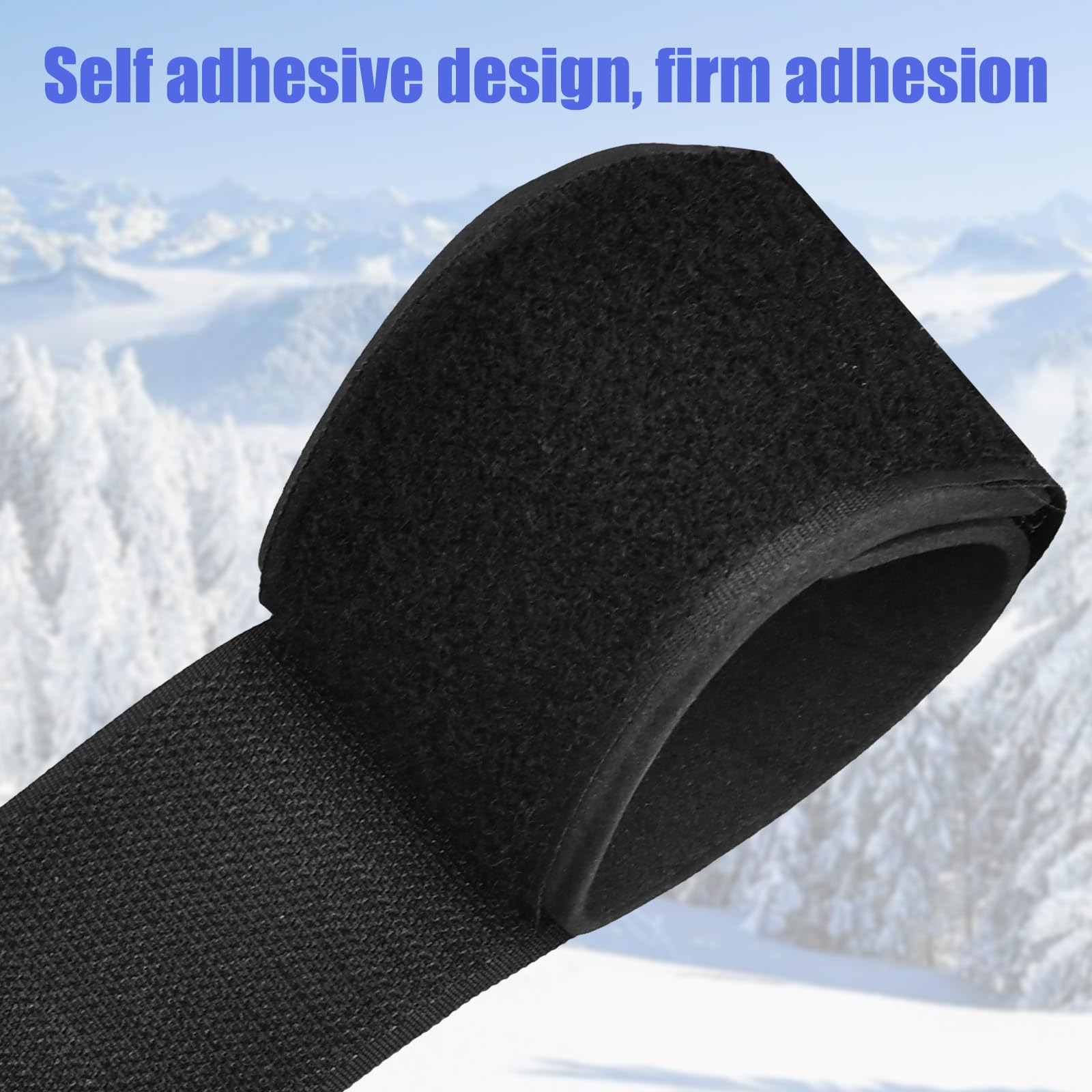 10 PCS Sangles Fixation Skis 5 * 48cm Sangle Ski Réglables Ruban Fixation Skis Fixations de Ski Autocollantes Sangle Porte Ski Fixation Ski pour Skis Luges, Noir
