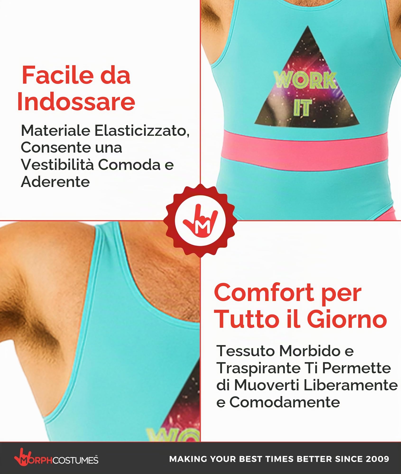 Fun Shack Costume Istruttore Fitness Anni 80 - Vestito Carnevale Uomo, Abbigliamento Vintage per Feste e Eventi Speciali