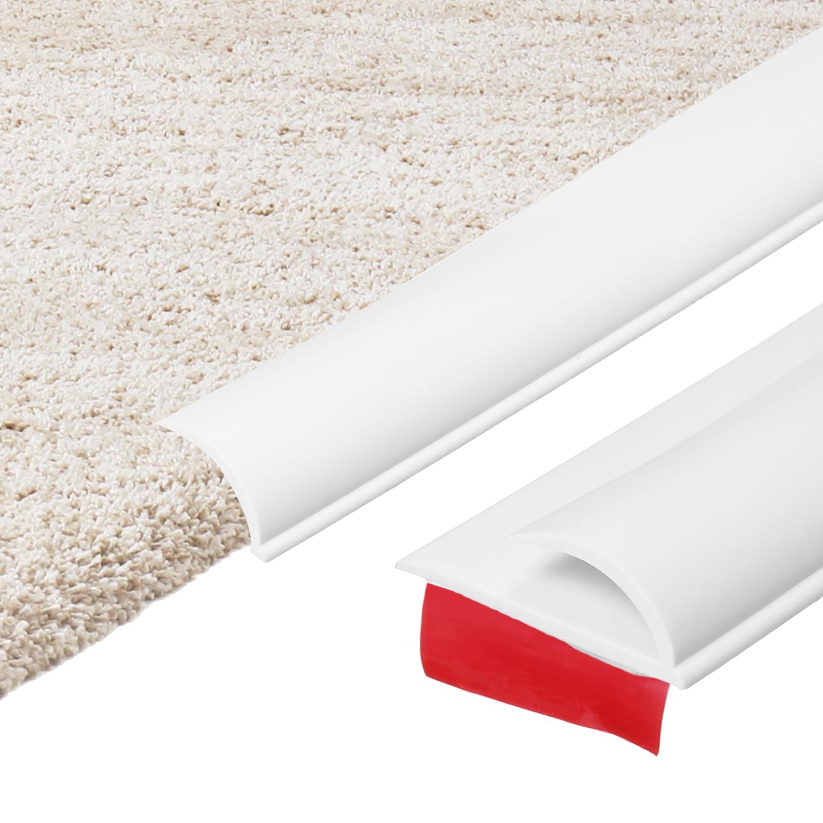 sourcing map 5m x 35mm x 10mm Carpet to Tile Transition Strip, Self-Adhesive Carpet Edge Strip, PVC Gap Cover, Laminate Edge Trim for Uneven Surfaces, White โ image 1