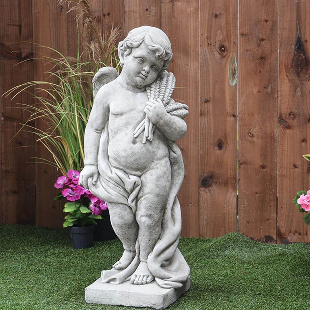 Discount Garden Statues Grey Dgs Statues – Large Cherub Statue 'Autumn' Edition