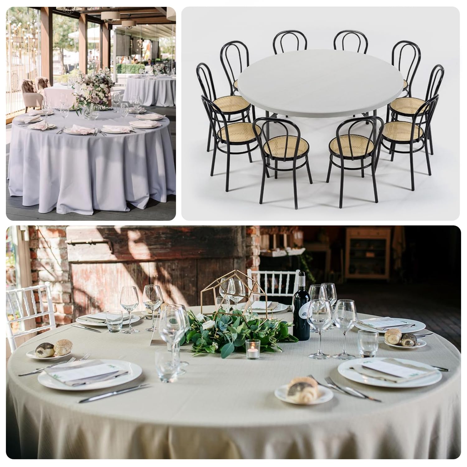 Brigros MBI - Tavolo Pieghevole da Giardino Rotondo 180x74 cm Bianco, Perfetto come Tavolo da Campeggio, da Buffet, da Cucina, Tavolino Salvaspazio a Valigetta con Maniglia