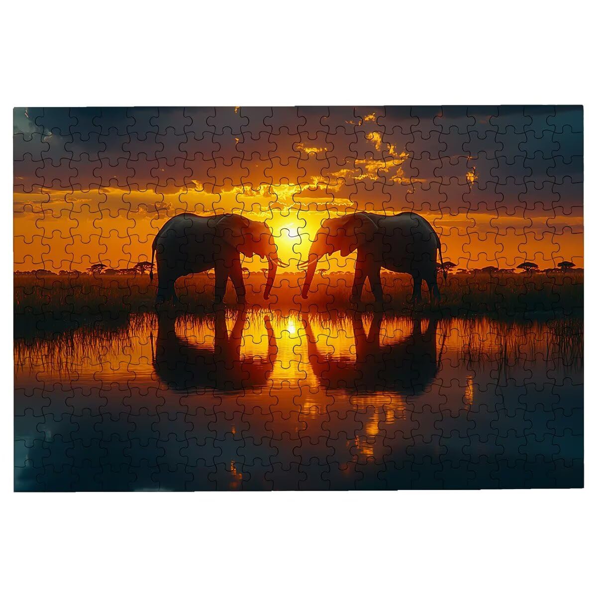 Puzzle 5000 Pezzi Elefante, Puzzle Tramonto per Adulti, Puzzles in Legno Intrattenimento Creativo, Divertimento, Puzzles Educativi Classici con Confezione di Alta Qualità Idea Regalo Donna Decor -2656