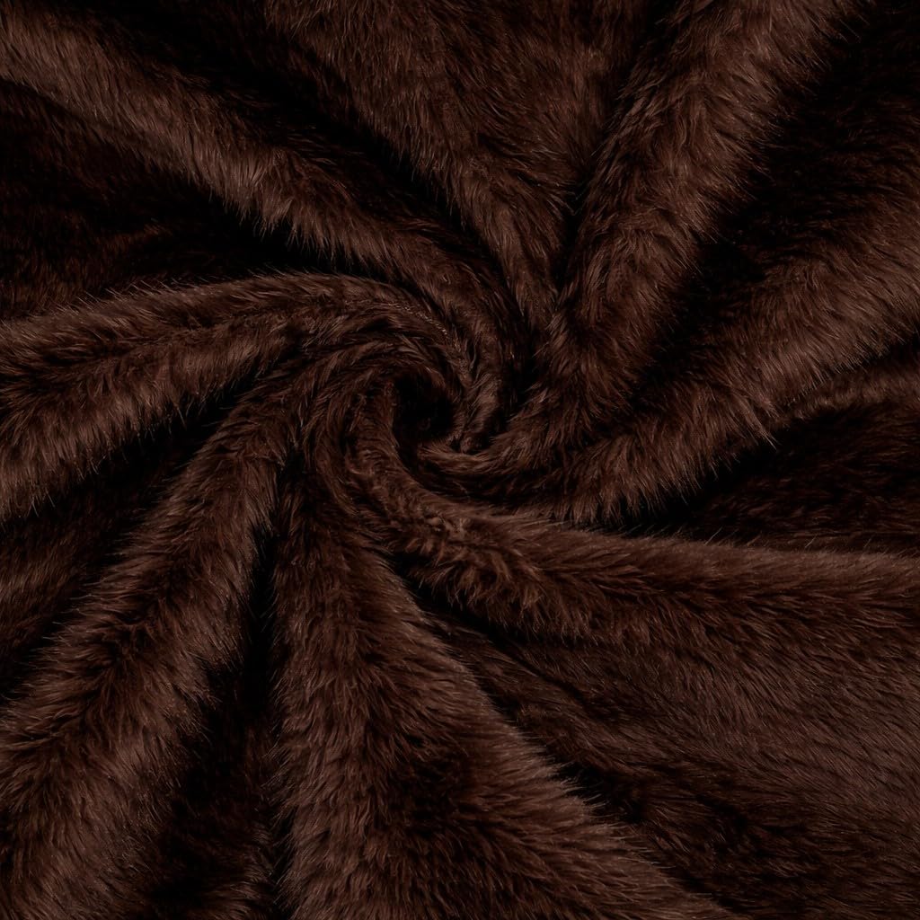 Crs Fur Fabrics Brown Plain Fun Faux Fur Fabric Material Dk Bruno, 1/4Mtr - 75Cmx50cm