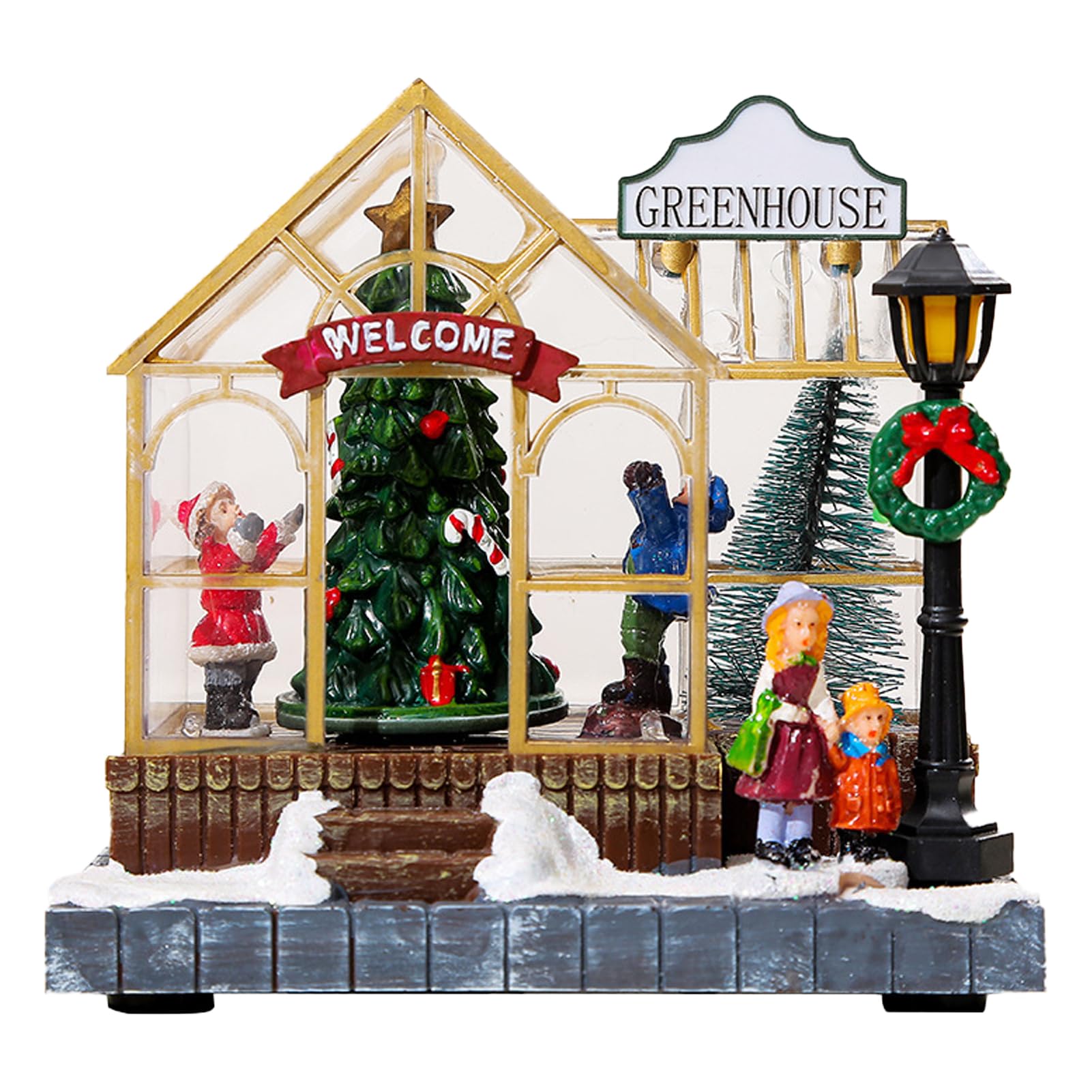 Maison de Noël en résine contre la grisaille hivernale au bureau